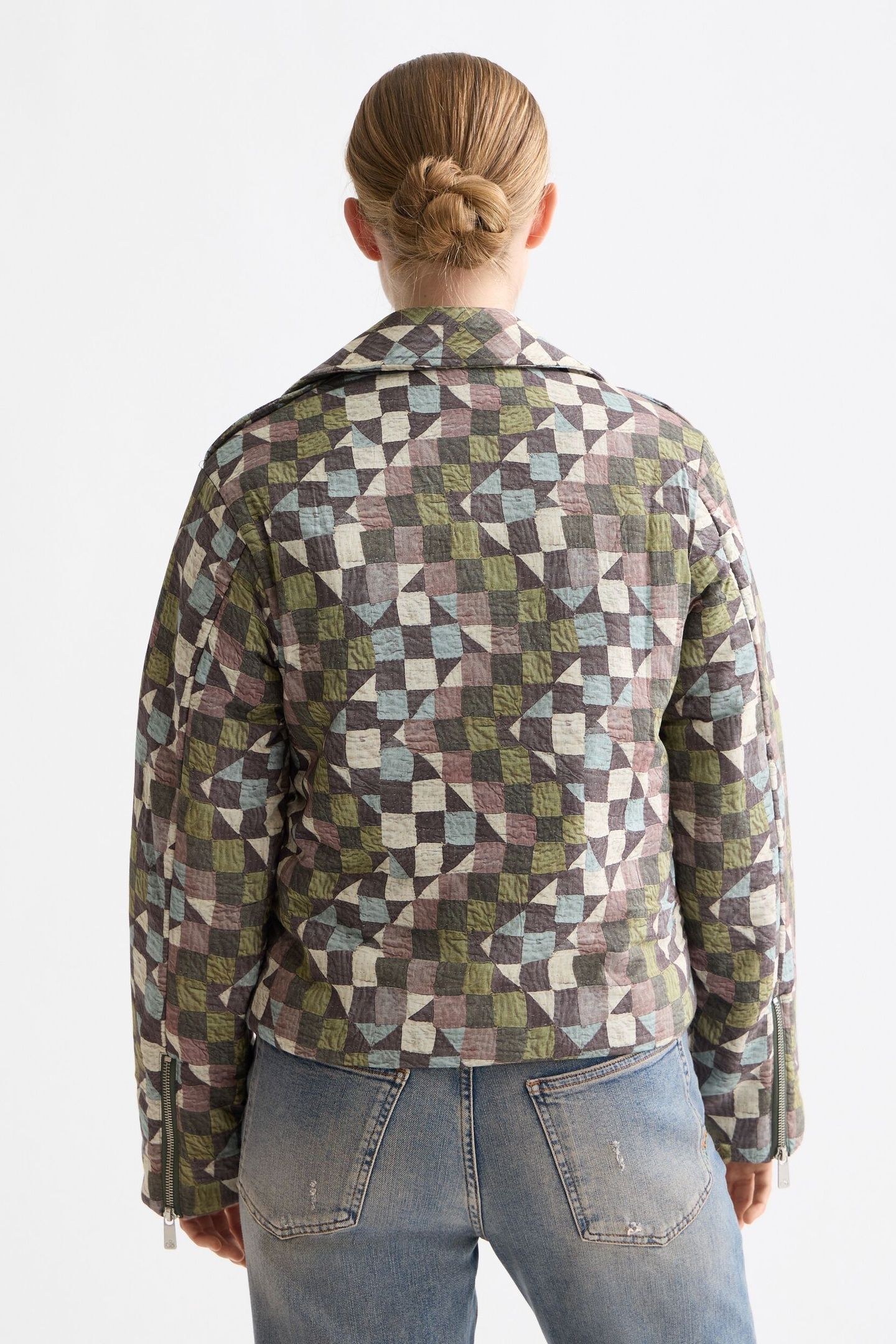 QUILTED BIKER JACKET MOUNTAINS PATCHWORK 5