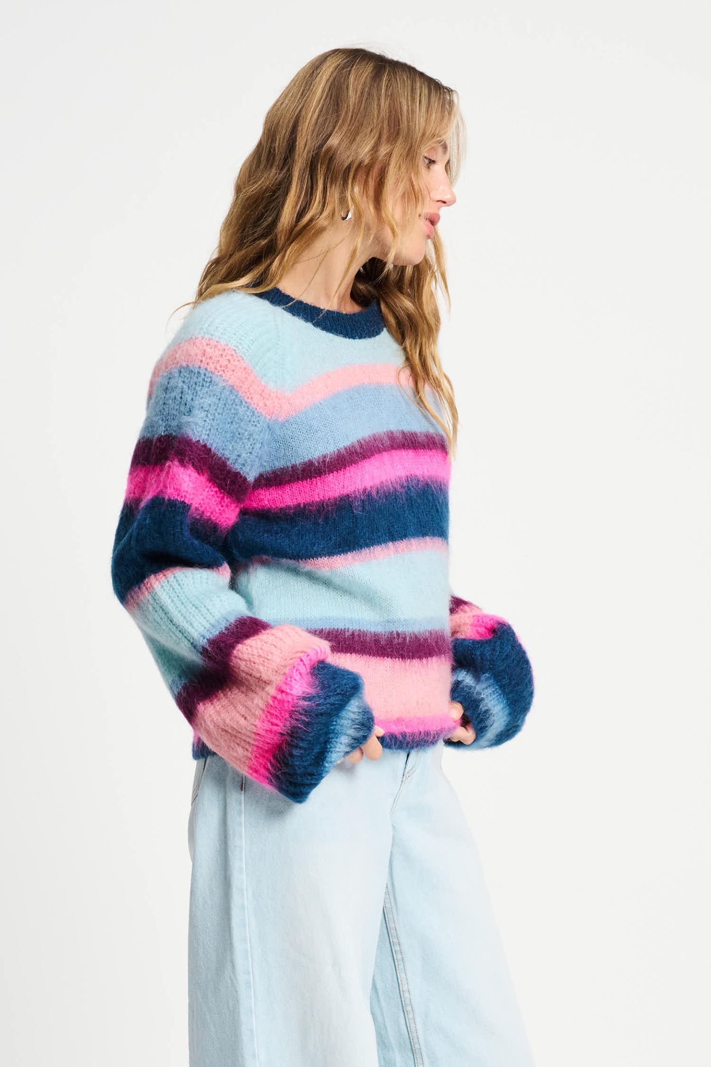 PULLOVER - BRUSHED STRIPES BLUE 2