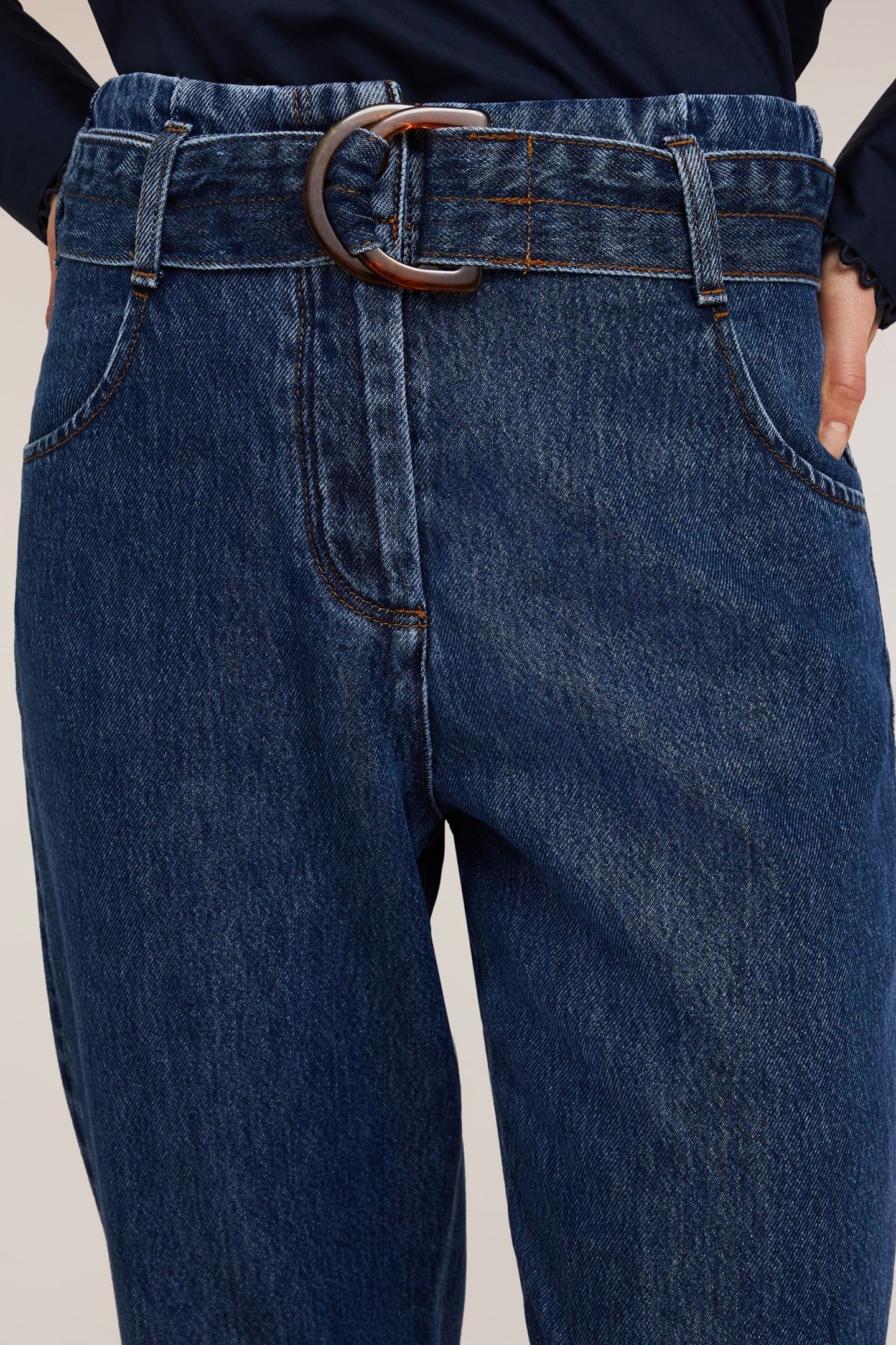BALLOON FIT JEANS WITH LYOCELL BLEND BELT BLUE 5