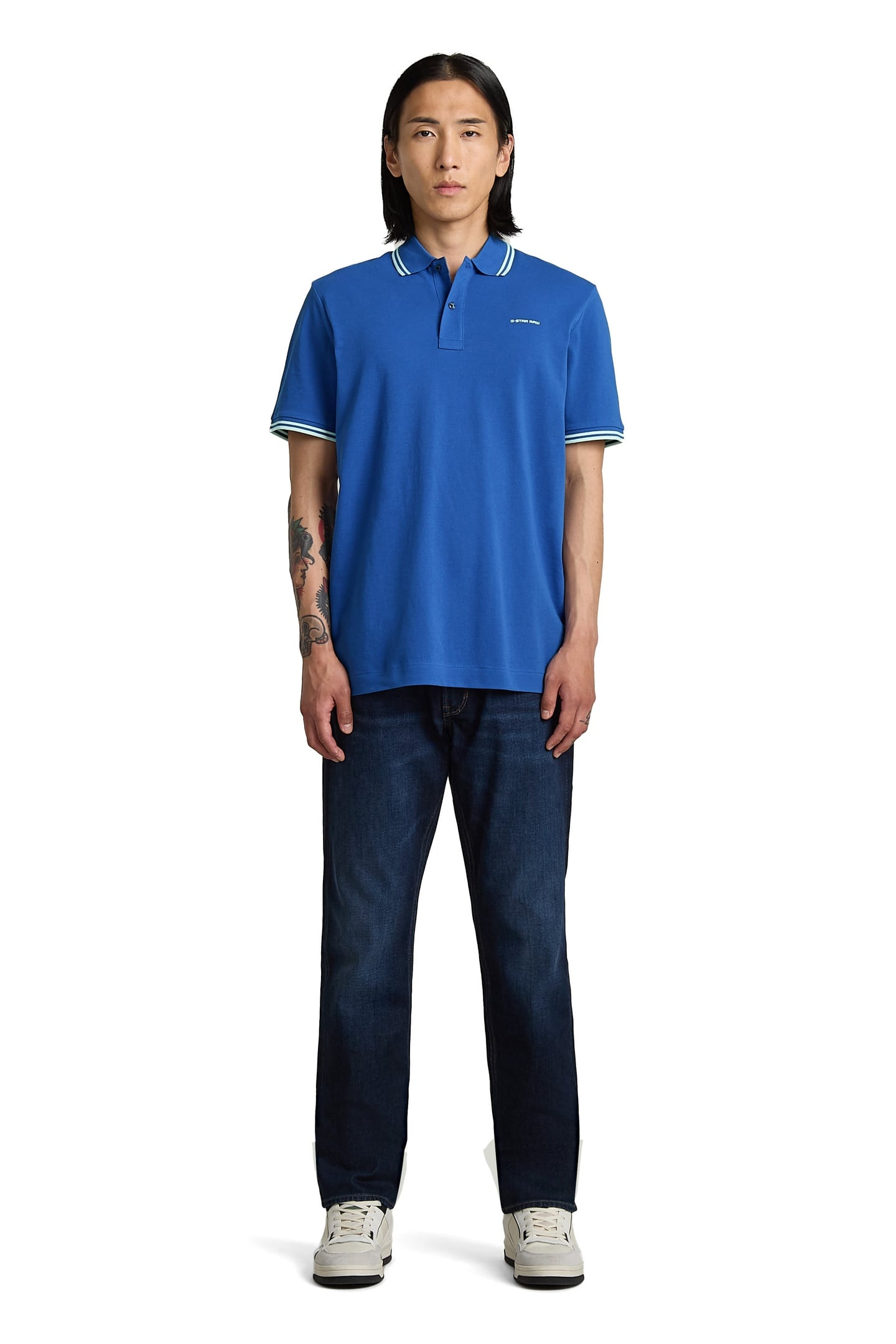 CHEST LOGO STRIPED POLO RADAR BLUE 1