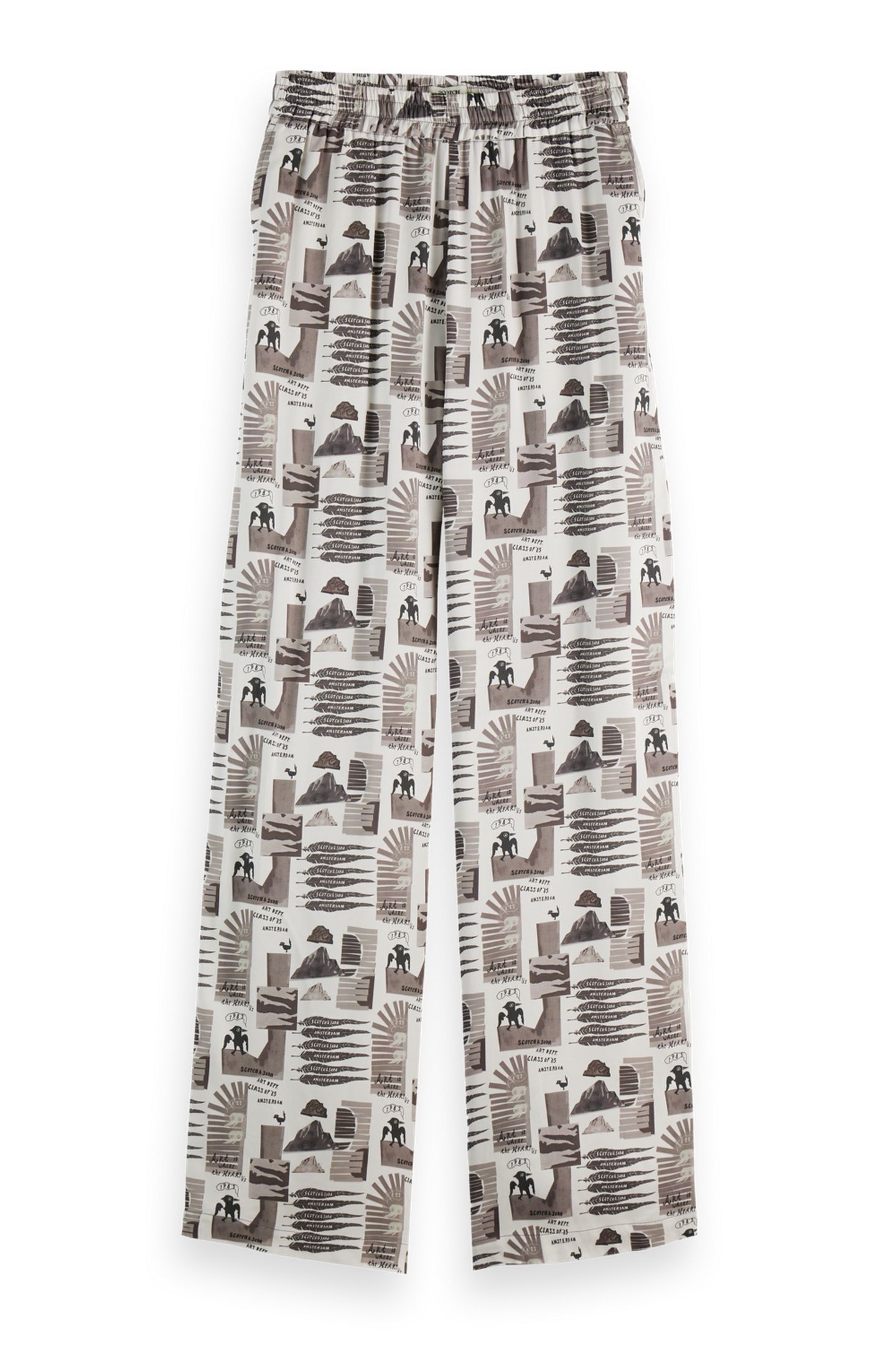 GIA - MID RISE WIDE LEG ELASTICATED TROUSERS ART DEPT COLLAG 5