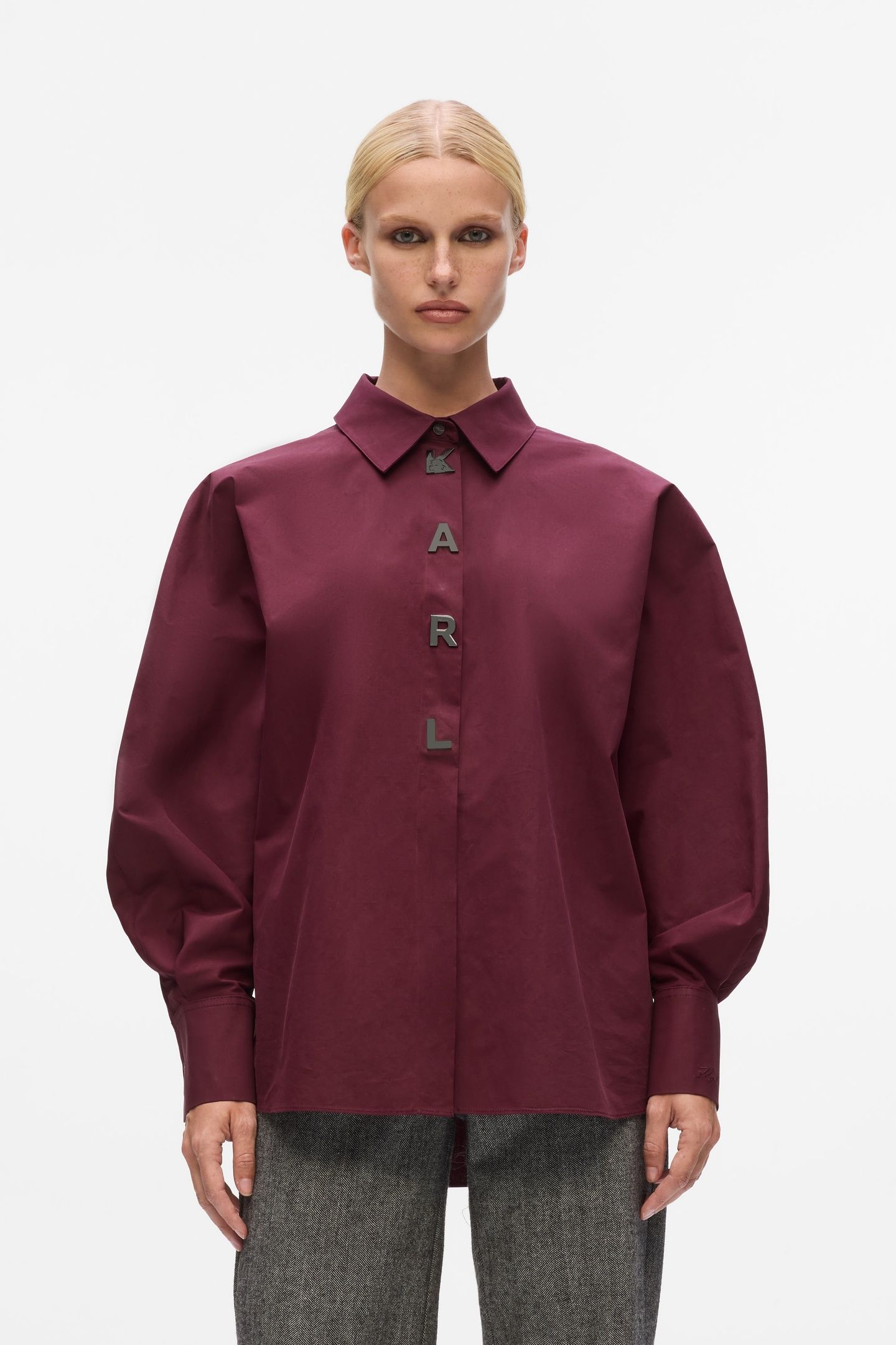 KARL SNAP FASHION POPLIN SHIRT WINDSOR BURGUNDY 1
