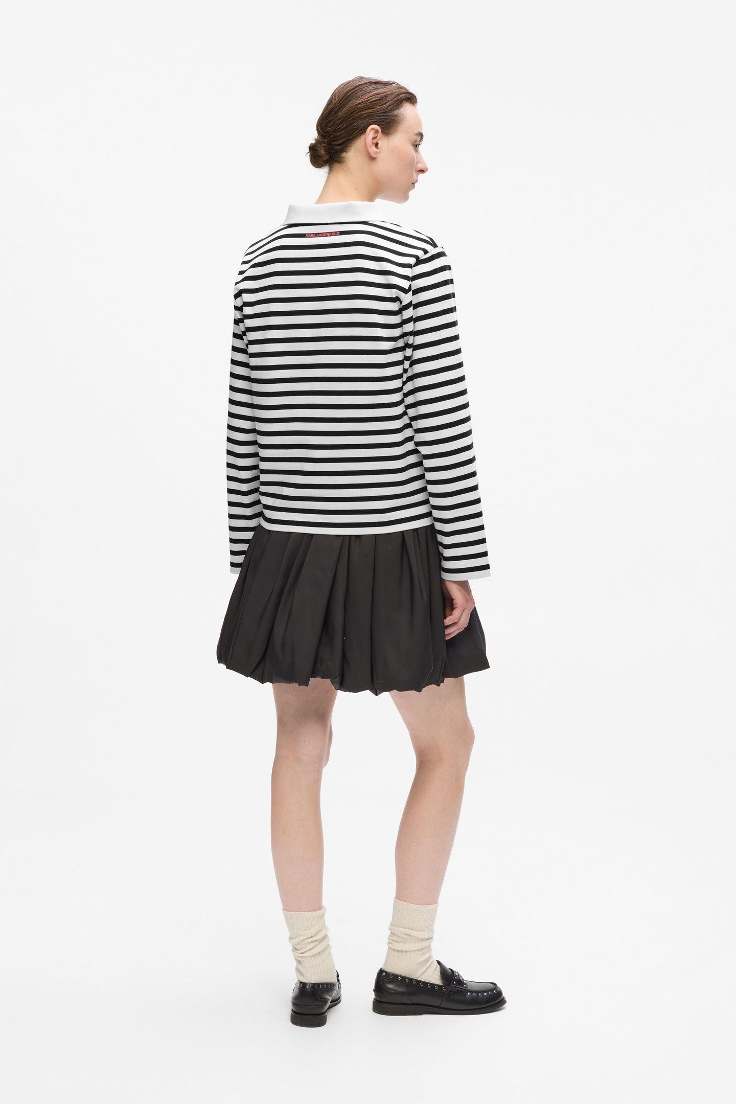 IKON SKETCH STRIPE LONGSLEEVE POLO BLACK-CANNOLI CREAM 3