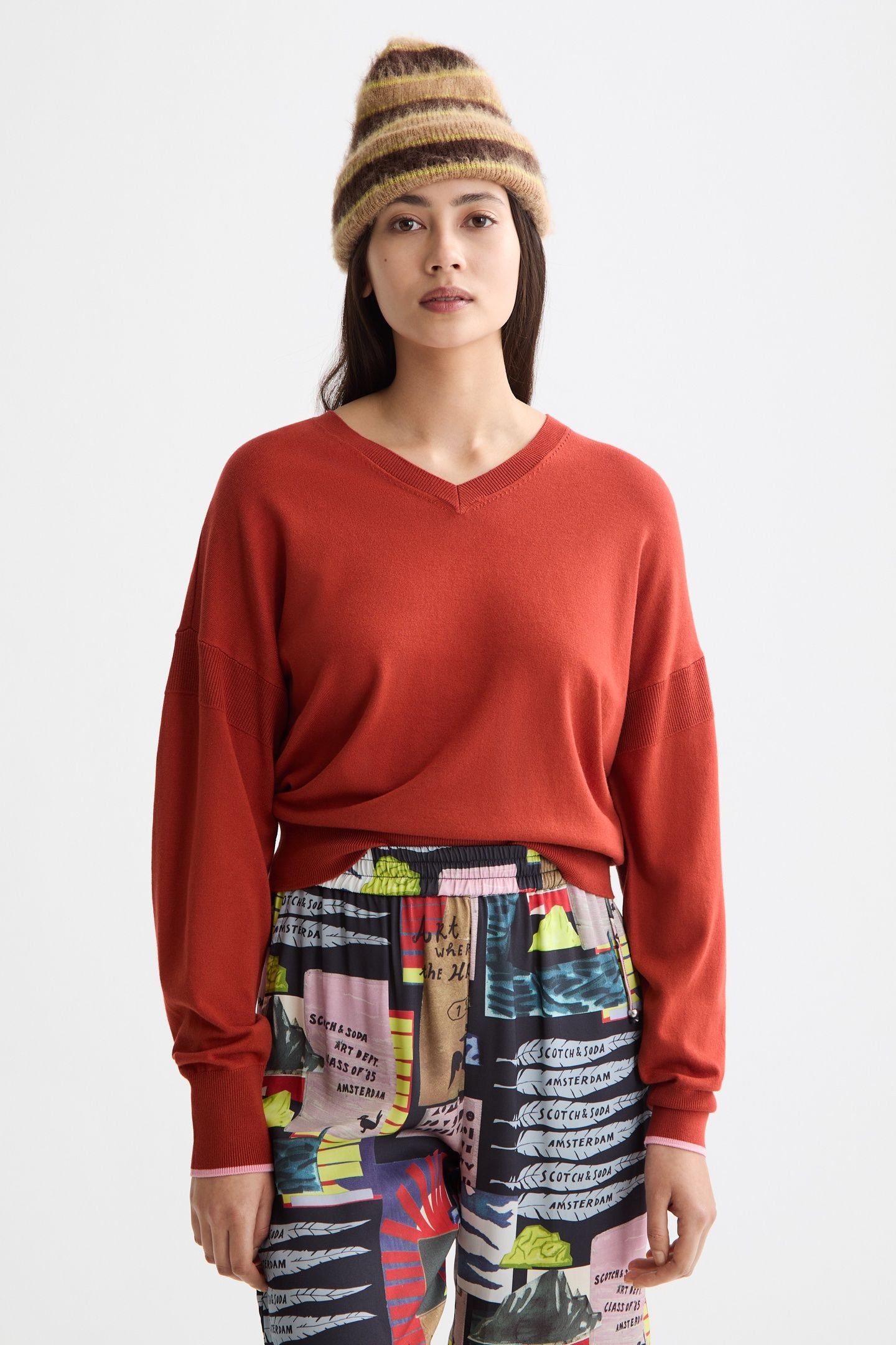 V-NECK RELAXED PULLOVER KETCHUP 1