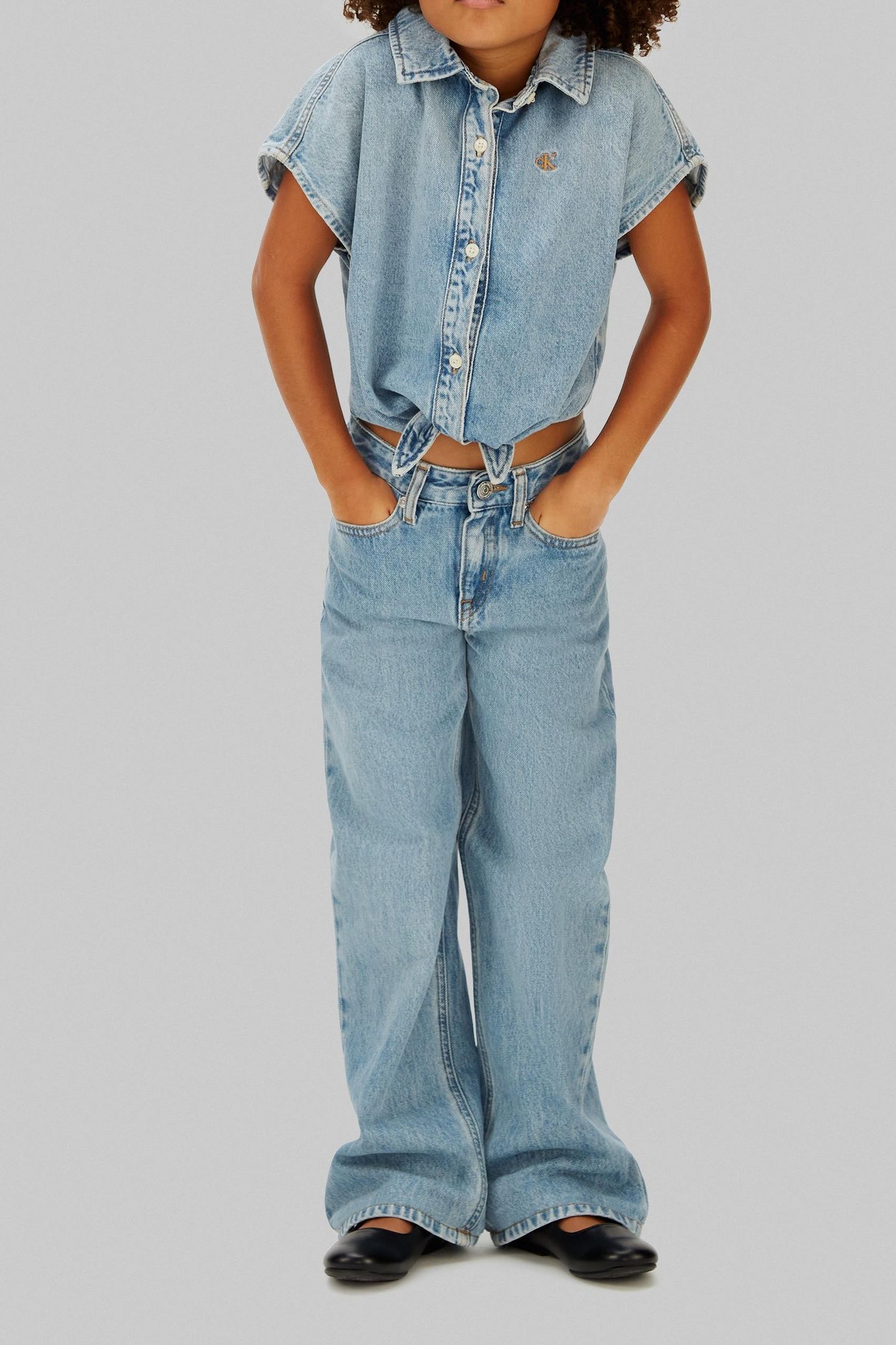 GIRLS DENIM DOLMAN SS SHIRT DANTE WASH 1