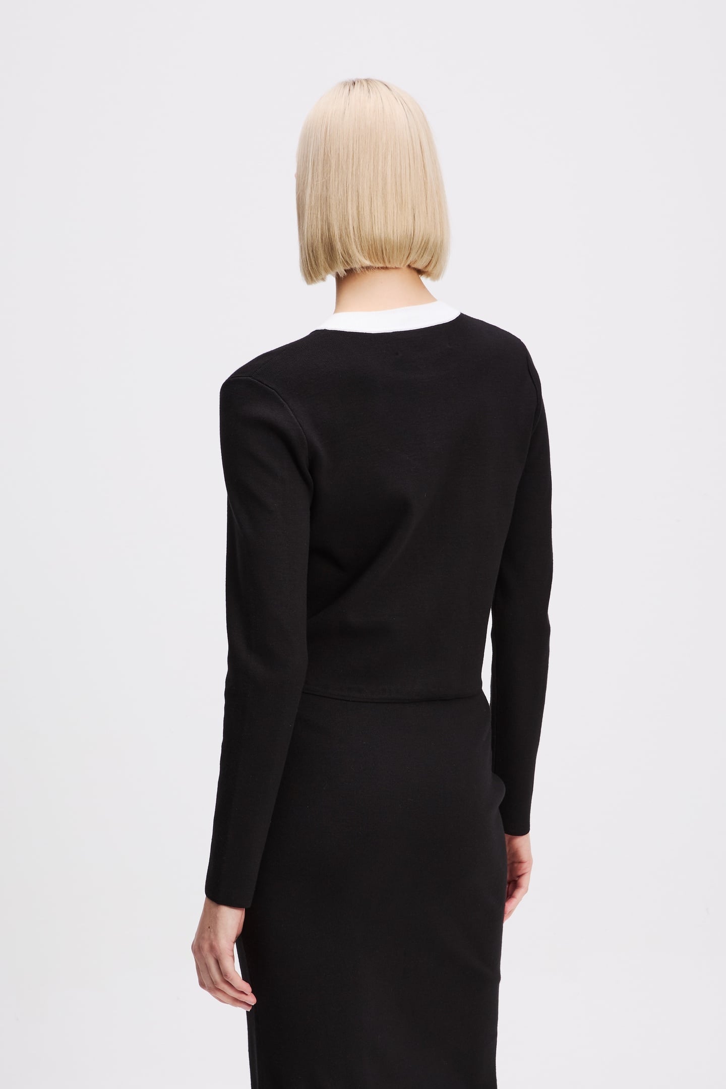 BW KNIT CARDIGAN WHITE/BLACK 4