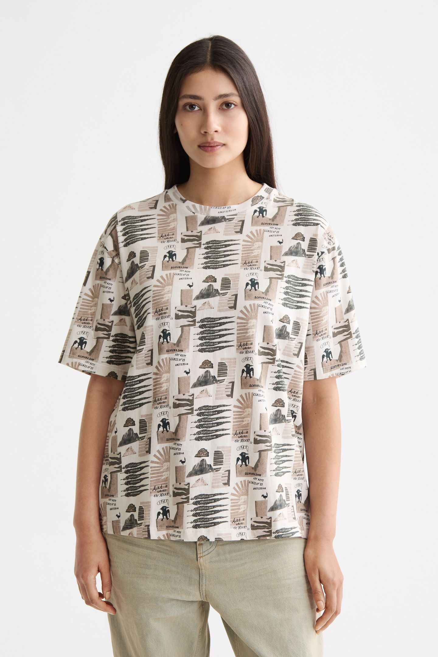 ALL OVER PRINTED LOOSE FIT T-SHIRT ART DEPT COLLAGE GREY SCA 1