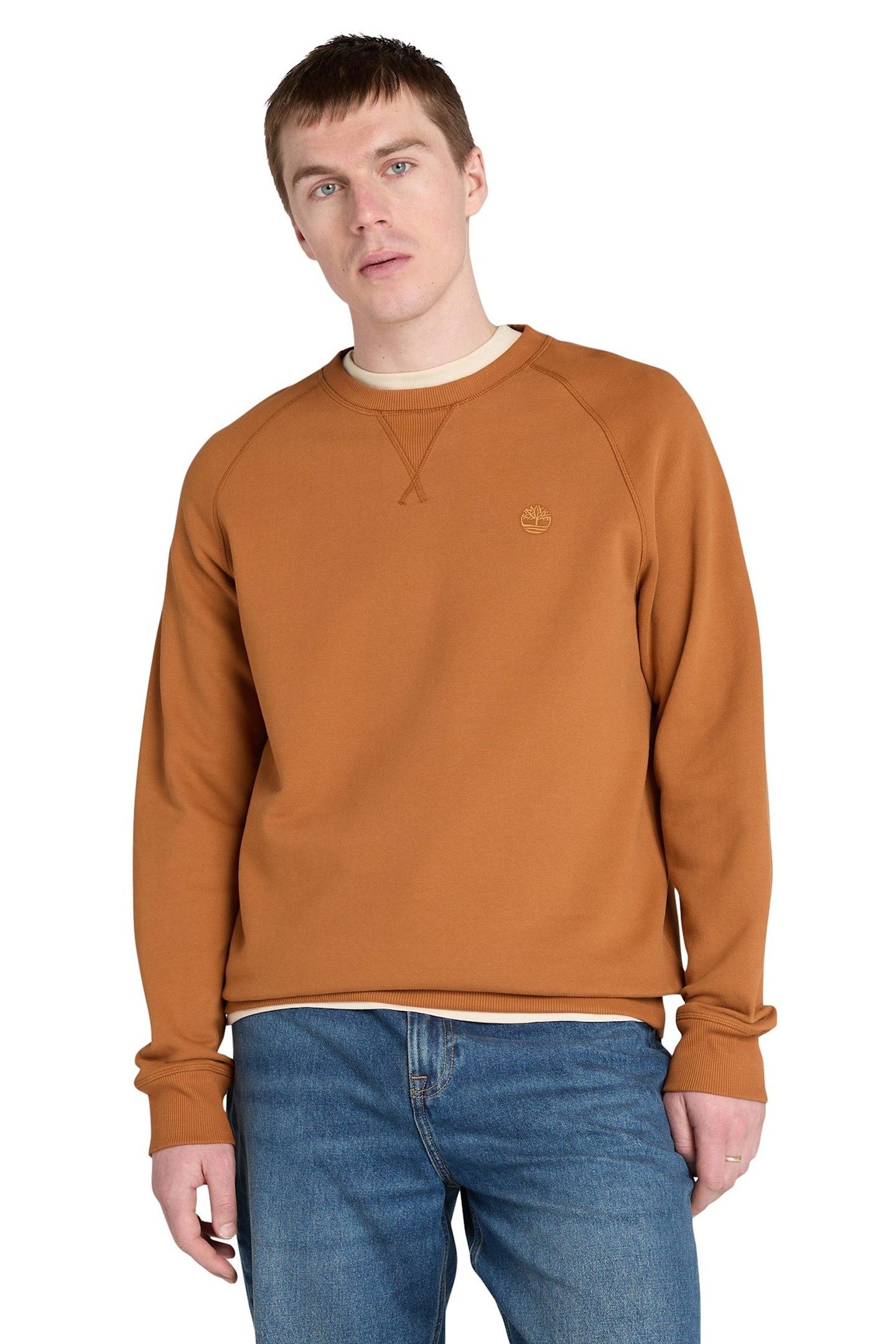 BRUSHED BACK CREW SWEATSHIRT LEATHER BROWN 2