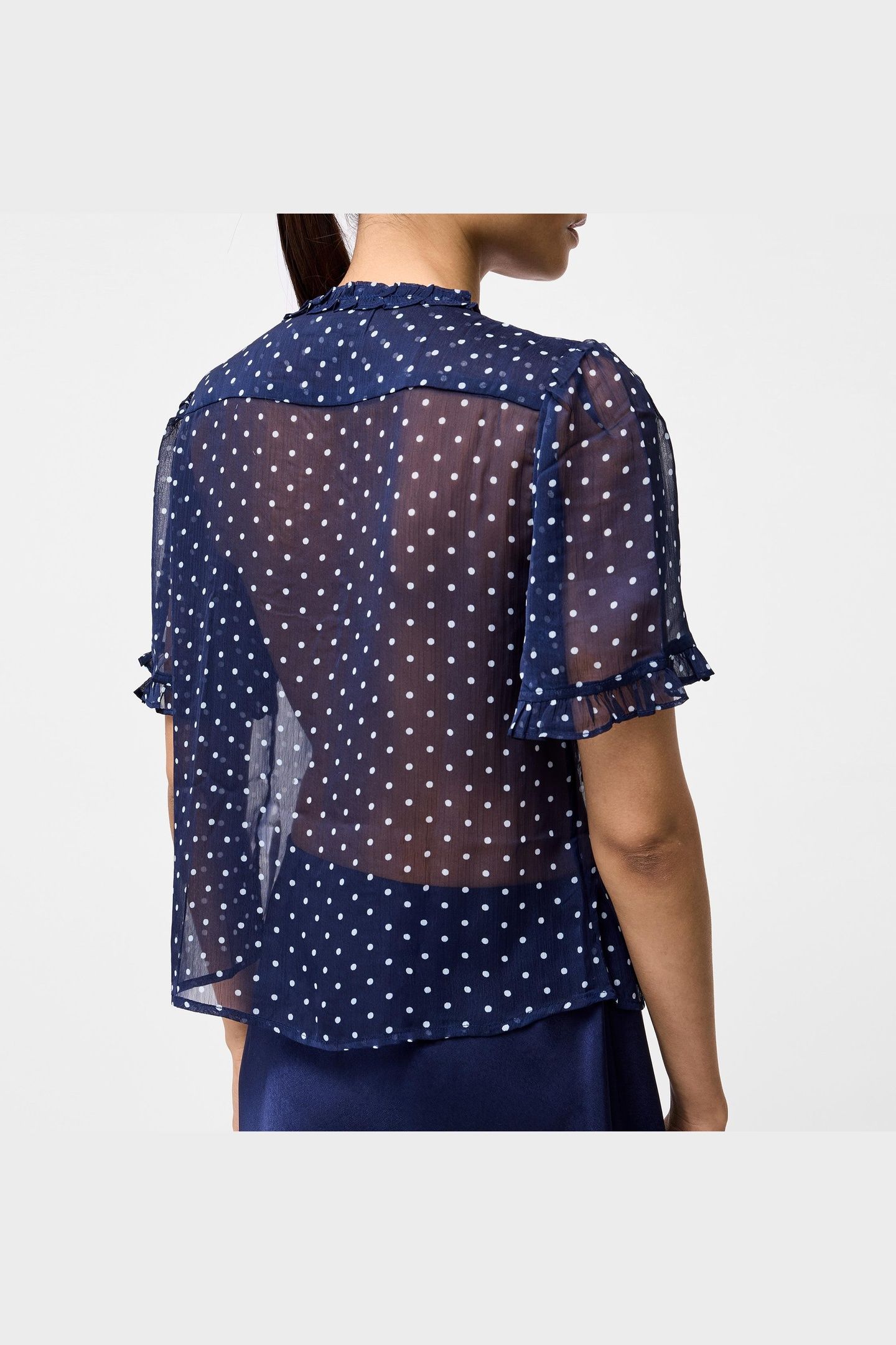 POLKA S/S RUFFLE TOP MIDNIGHT/WHITE 2