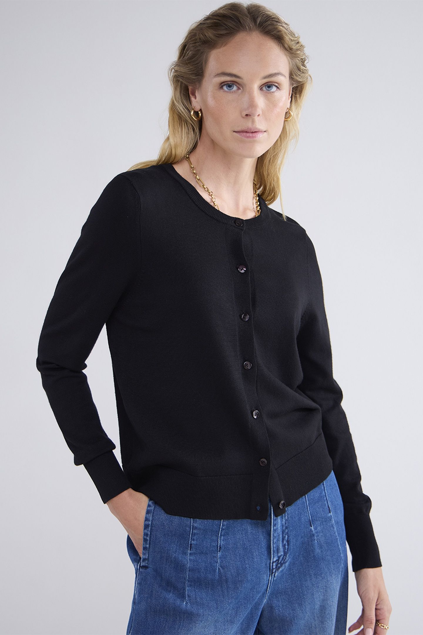 SHORT CARDIGAN SOFT VISCOSE POLYAMIDE KNIT BLACK 1