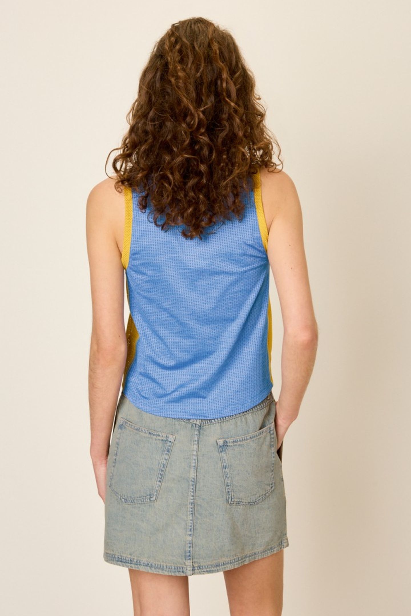 VAMY TANK TOP TRICOLORE BLEU JAUNE ET GRIS 10