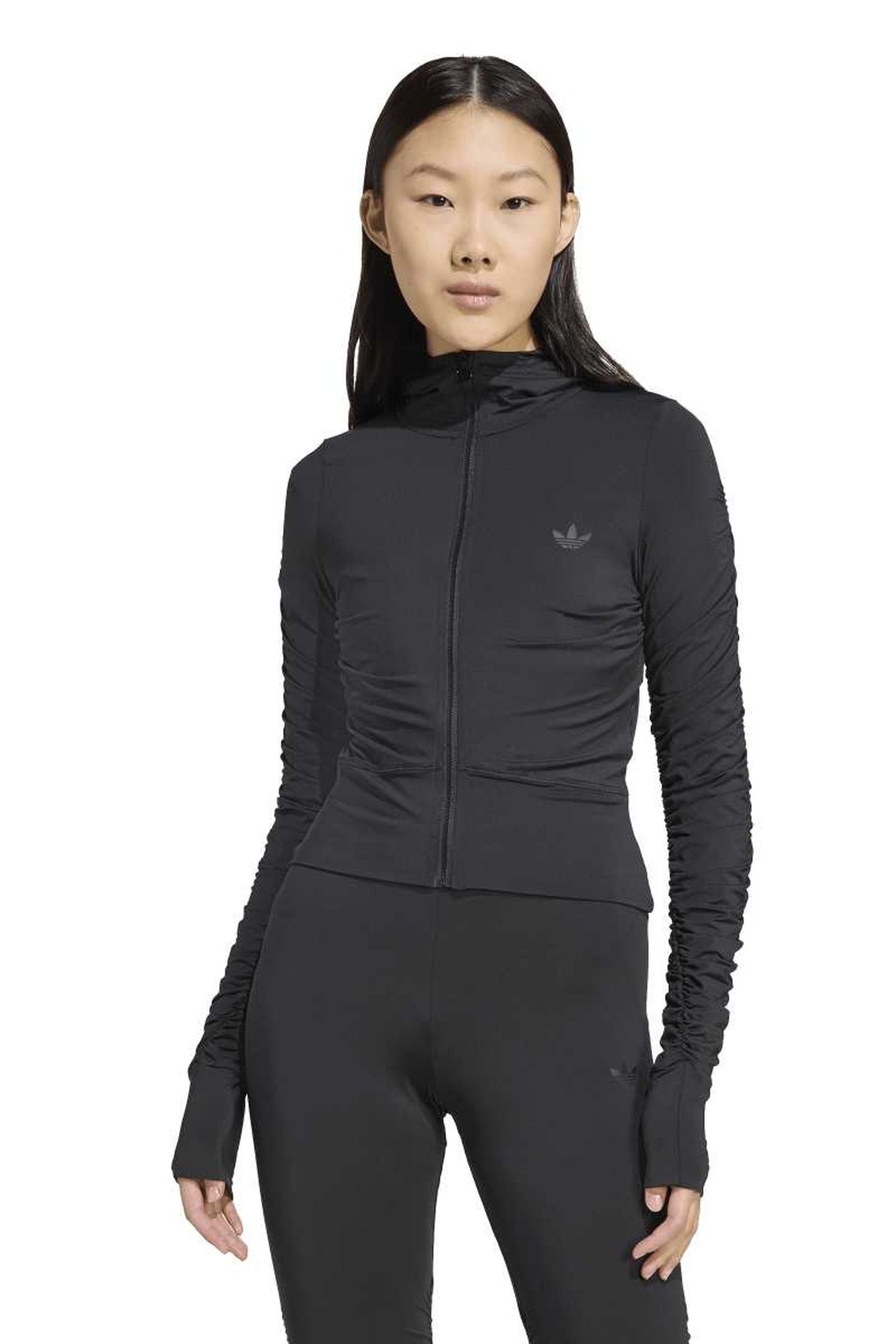 ORIGINALS RUCHED TRACK TOP BLACK 4