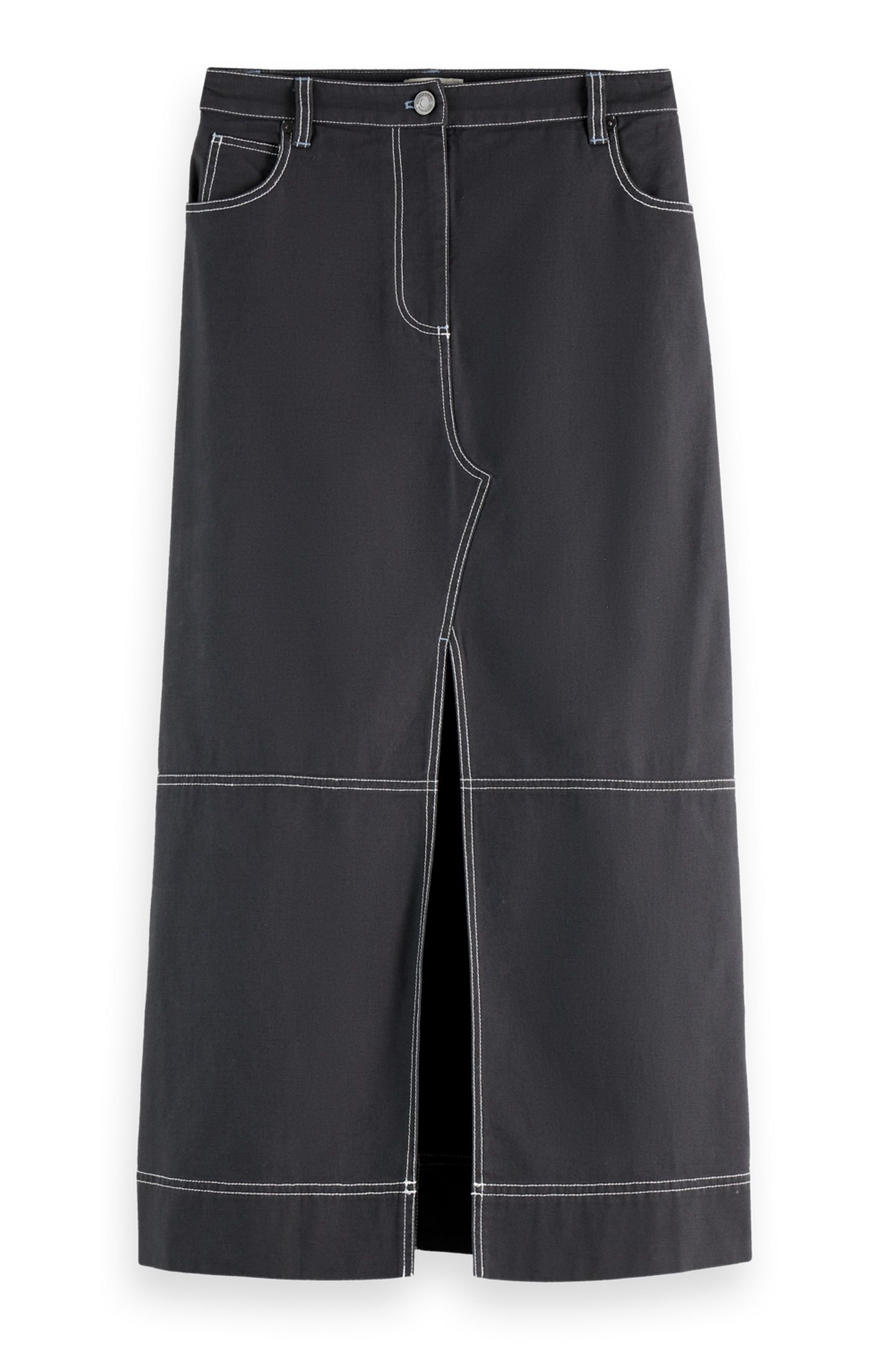 WORKWEAR MIDI SKIRT WITH FRONT SLIT CHARCOAL ART 6