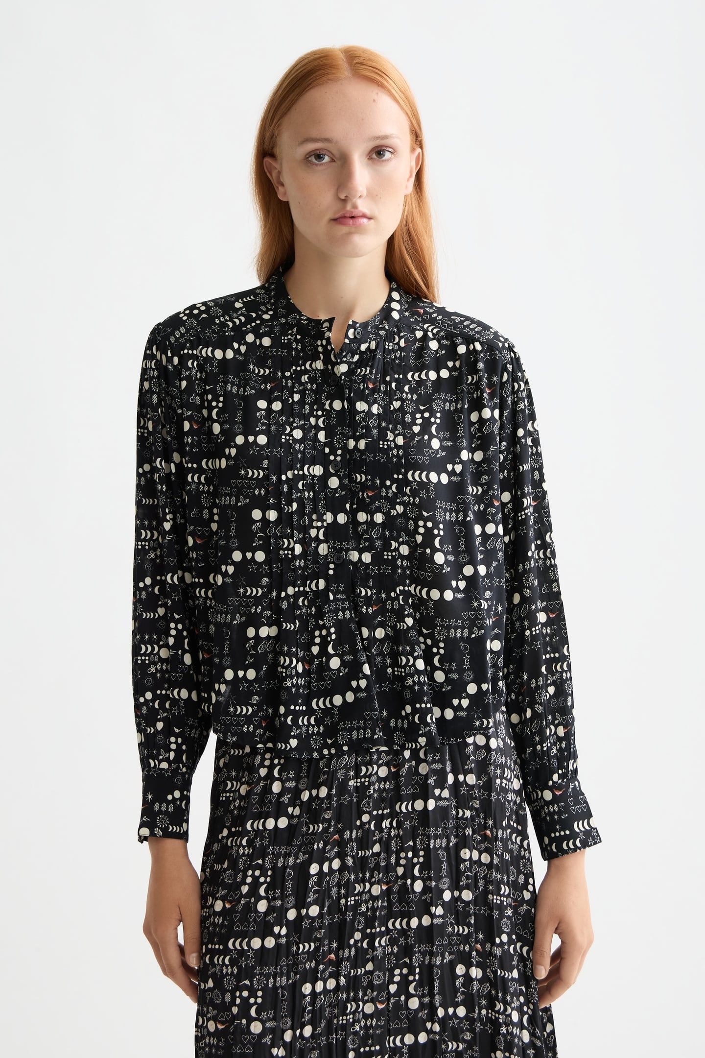 PRINTED PINTUCK SHIRT MOON GARDENING 1