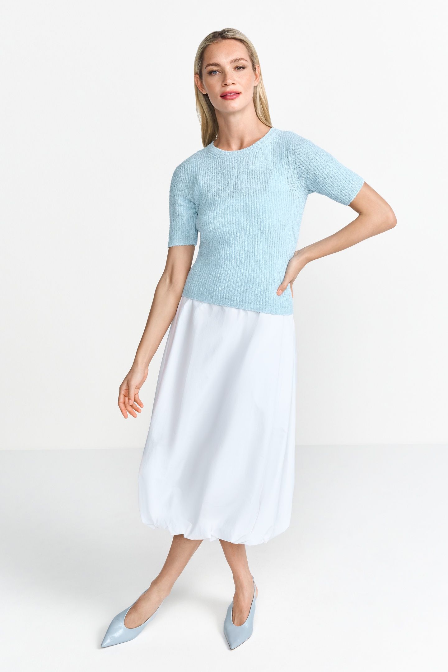 STRUCTURED TOWELLING SHORT SLEEVE CLEAR SKY 1