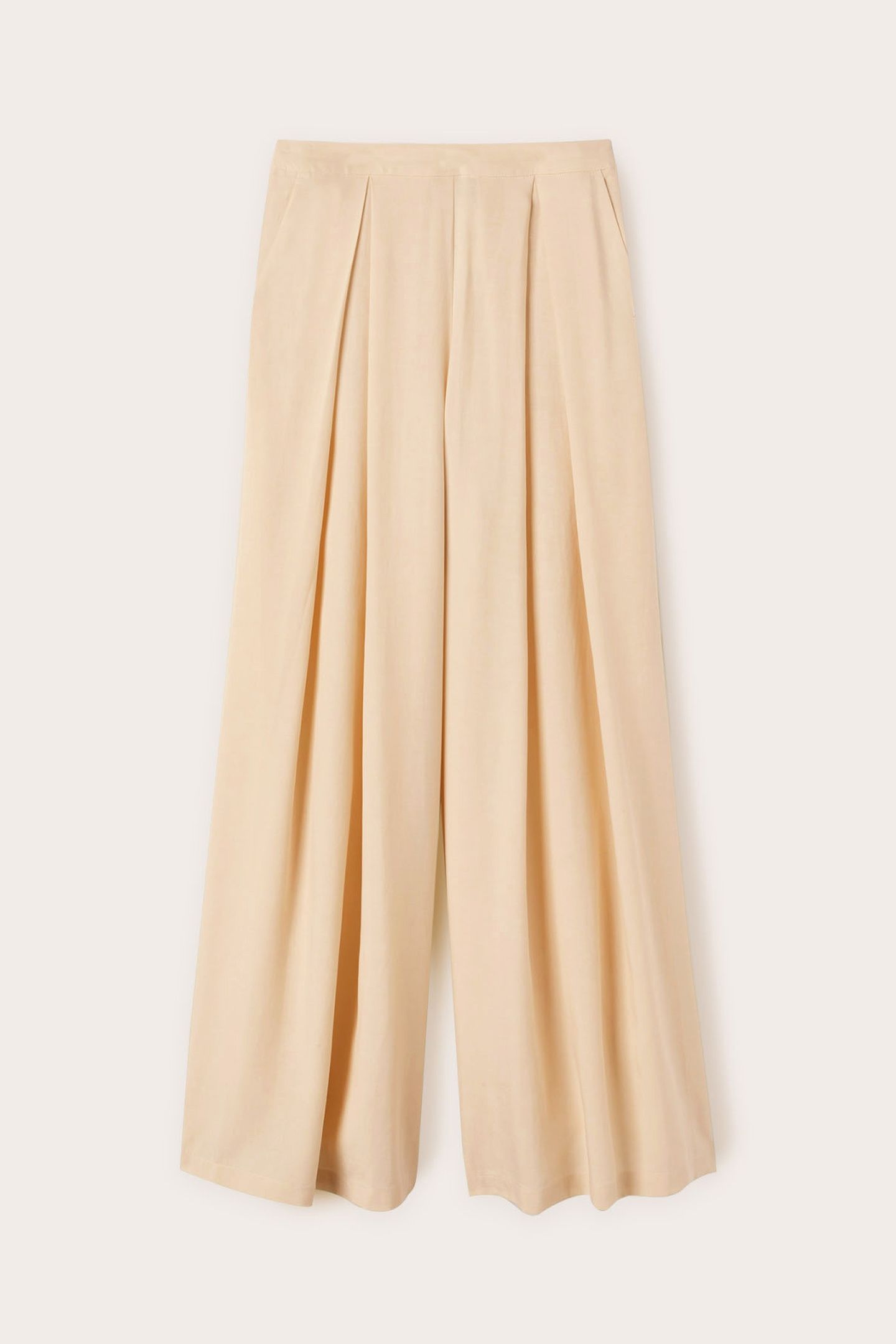 LINEN BLEND TROUSERS WITH SPLIT PLEATS BEIGE 4