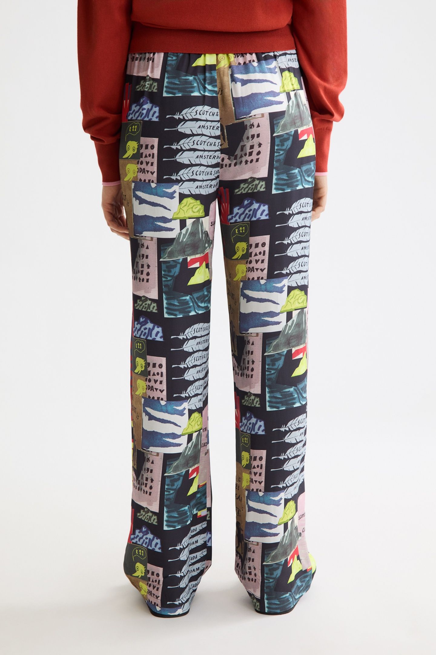 GIA - MID RISE WIDE LEG ELASTICATED TROUSERS ART DEPT COLLAG 3
