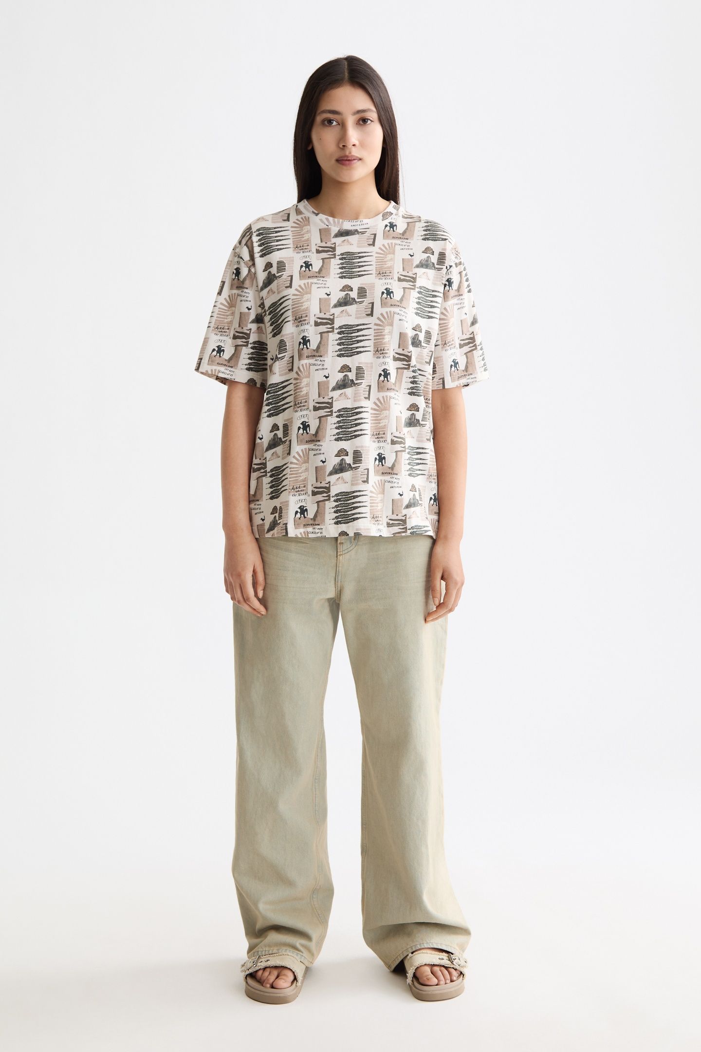 ALL OVER PRINTED LOOSE FIT T-SHIRT ART DEPT COLLAGE GREY SCA 2