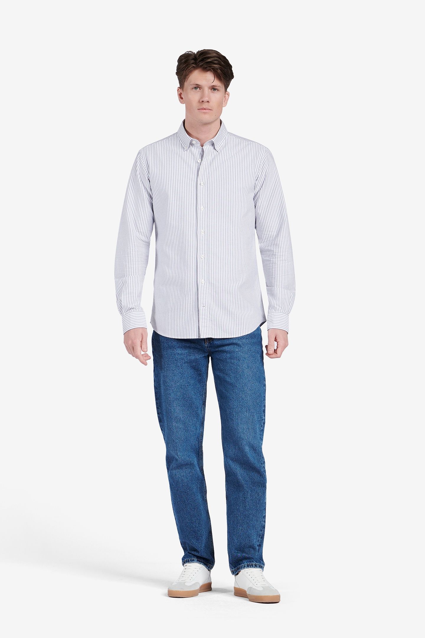 FELIX STRIPED OXFORD COTTON NAVY 2
