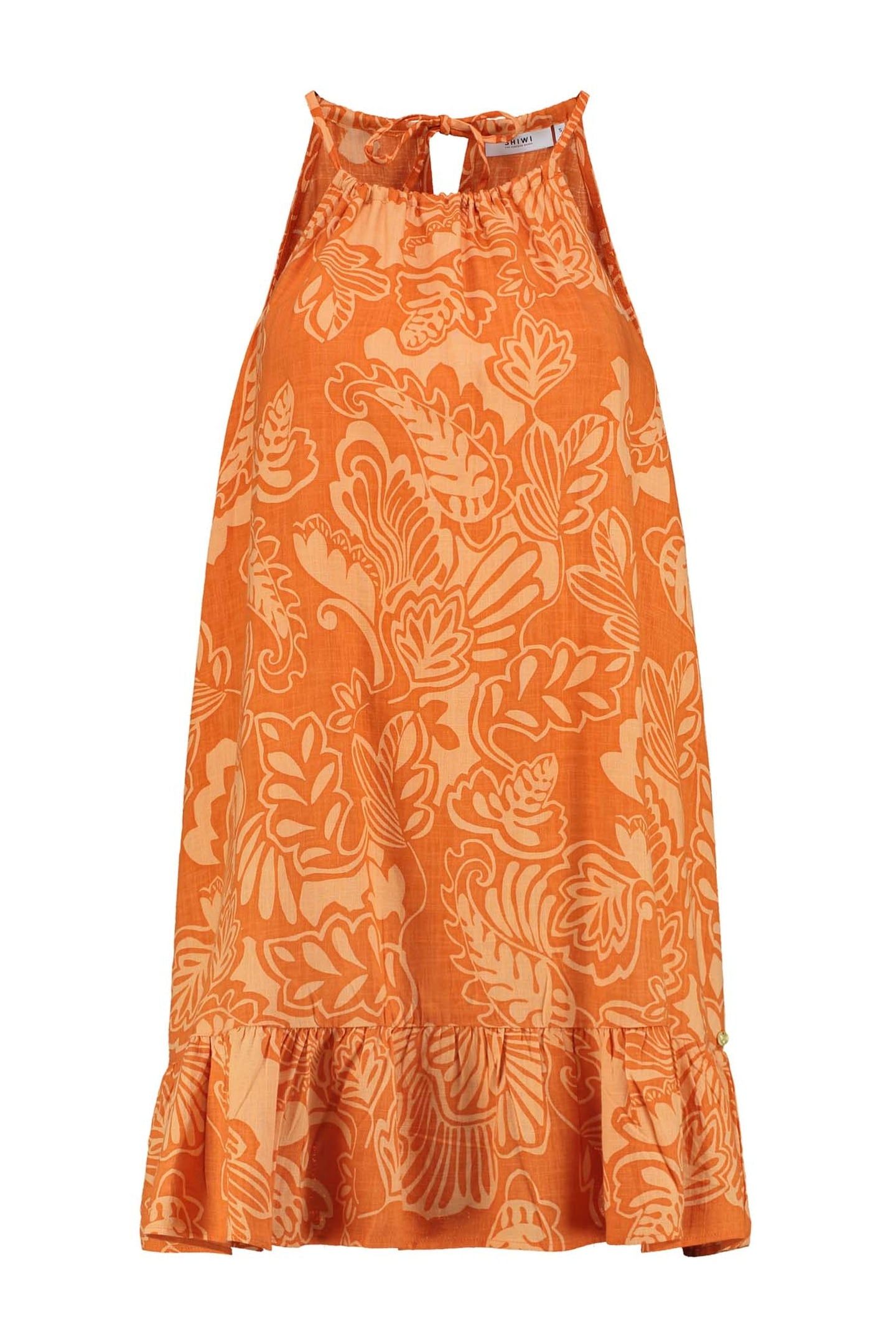 MEDELLIN DRESS ARTSY LEAVES FRESH APRICOT ORANGE 6