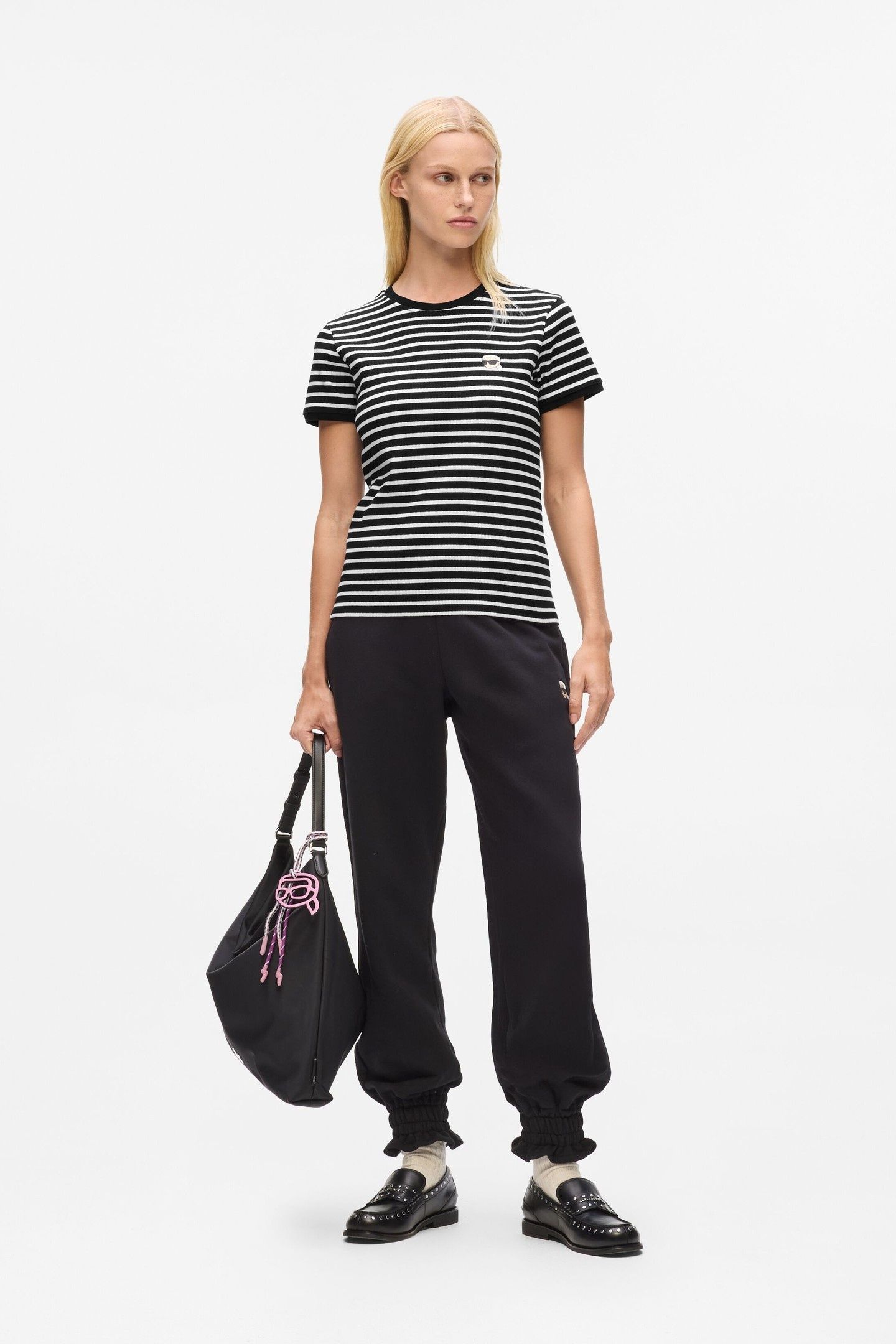 IKON PATCH STRIPED RIB TSHIRT BLACK-CANNOLI CREAM 4