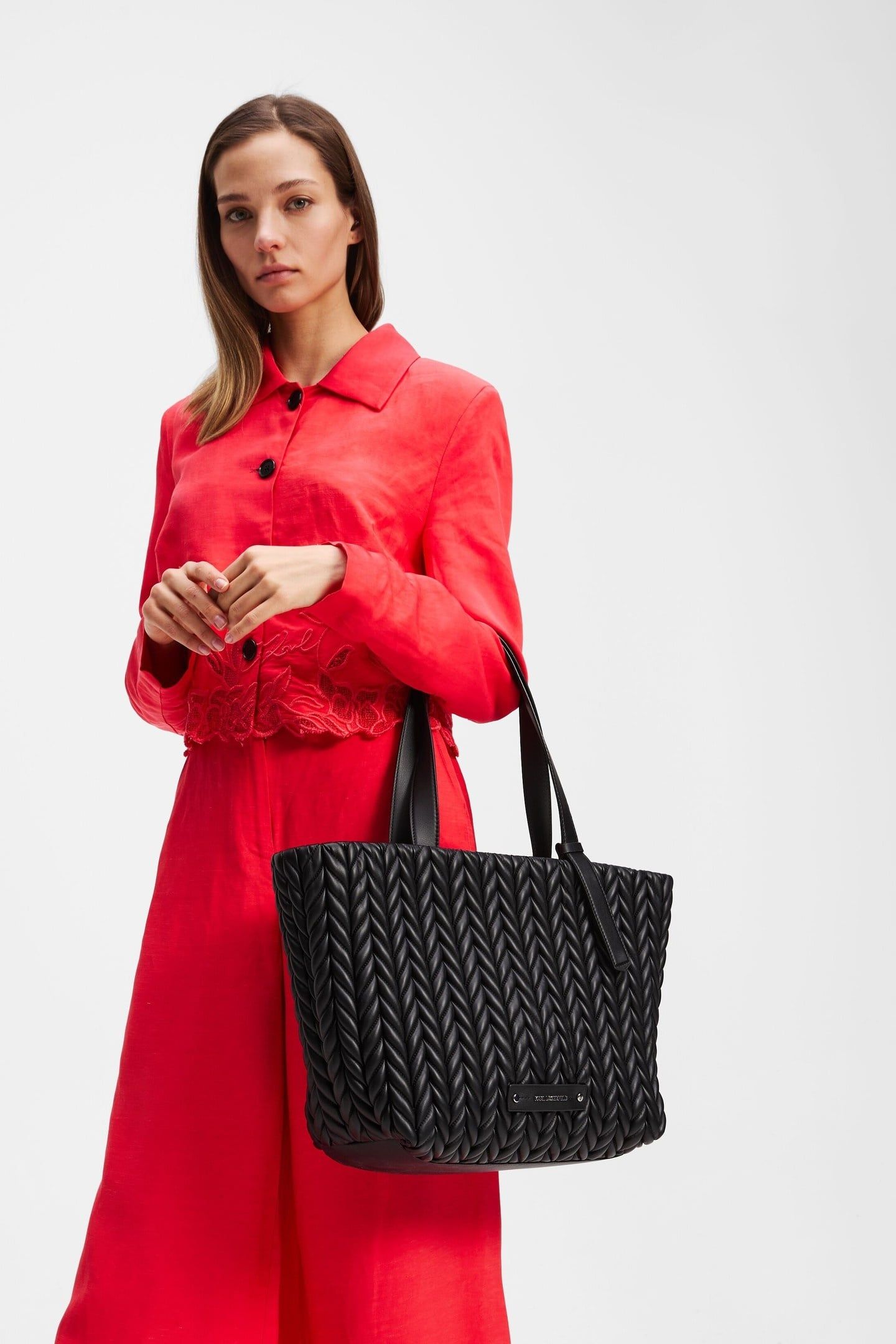 K/WEAVE LARGE TOTE BLACK-NICKEL 1