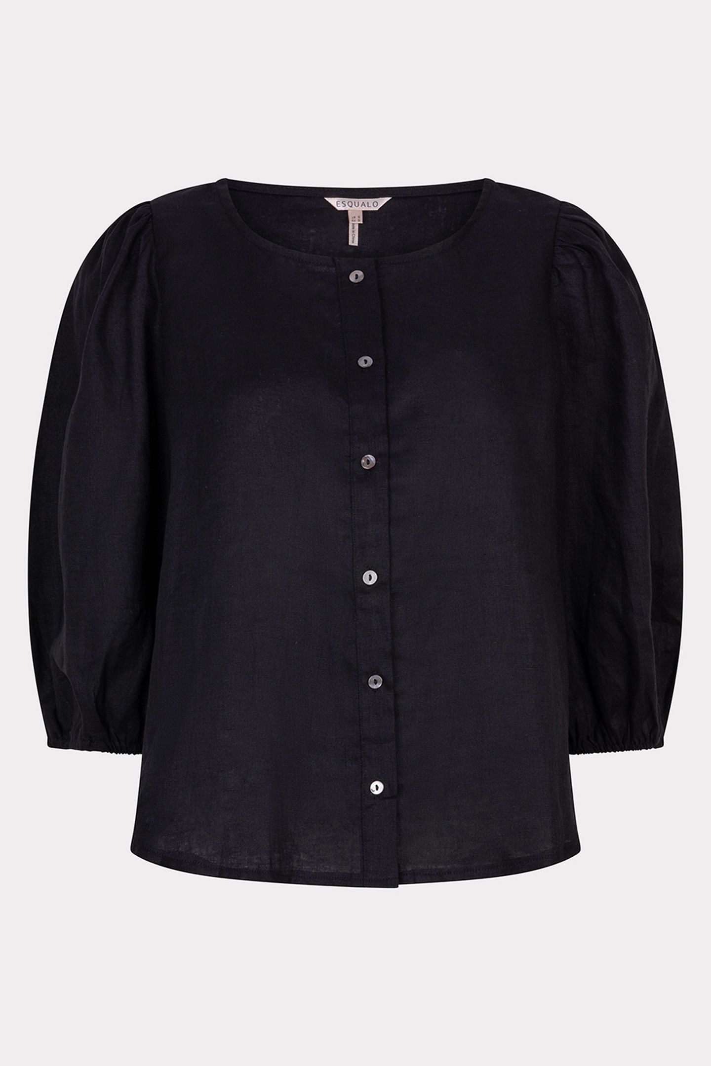 BLOUSE R-NECK LINEN BLACK 4