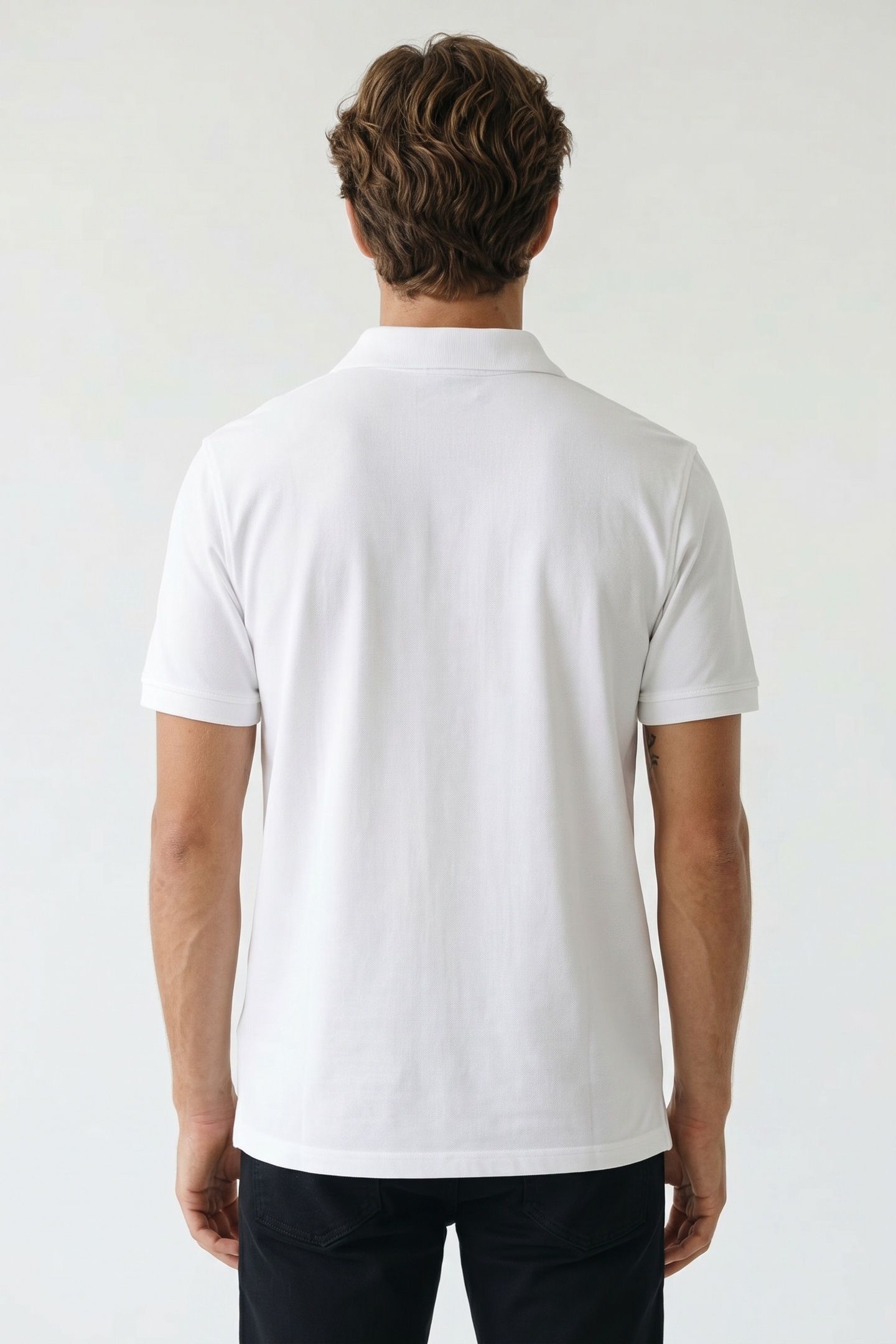 BRANDED COLLAR SHORT SLEEVE POLO WHITE 2