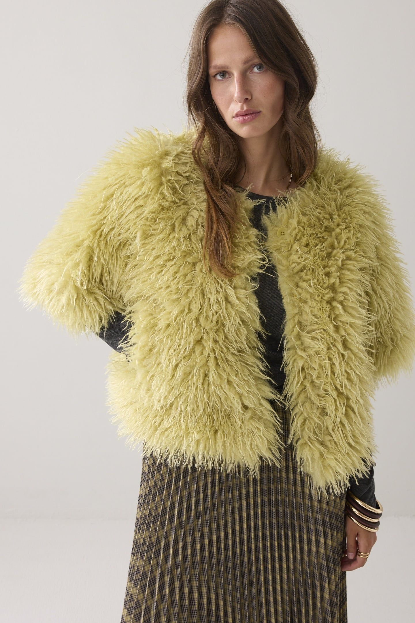 JACKET FAUX FURRY MISTY LIME 4