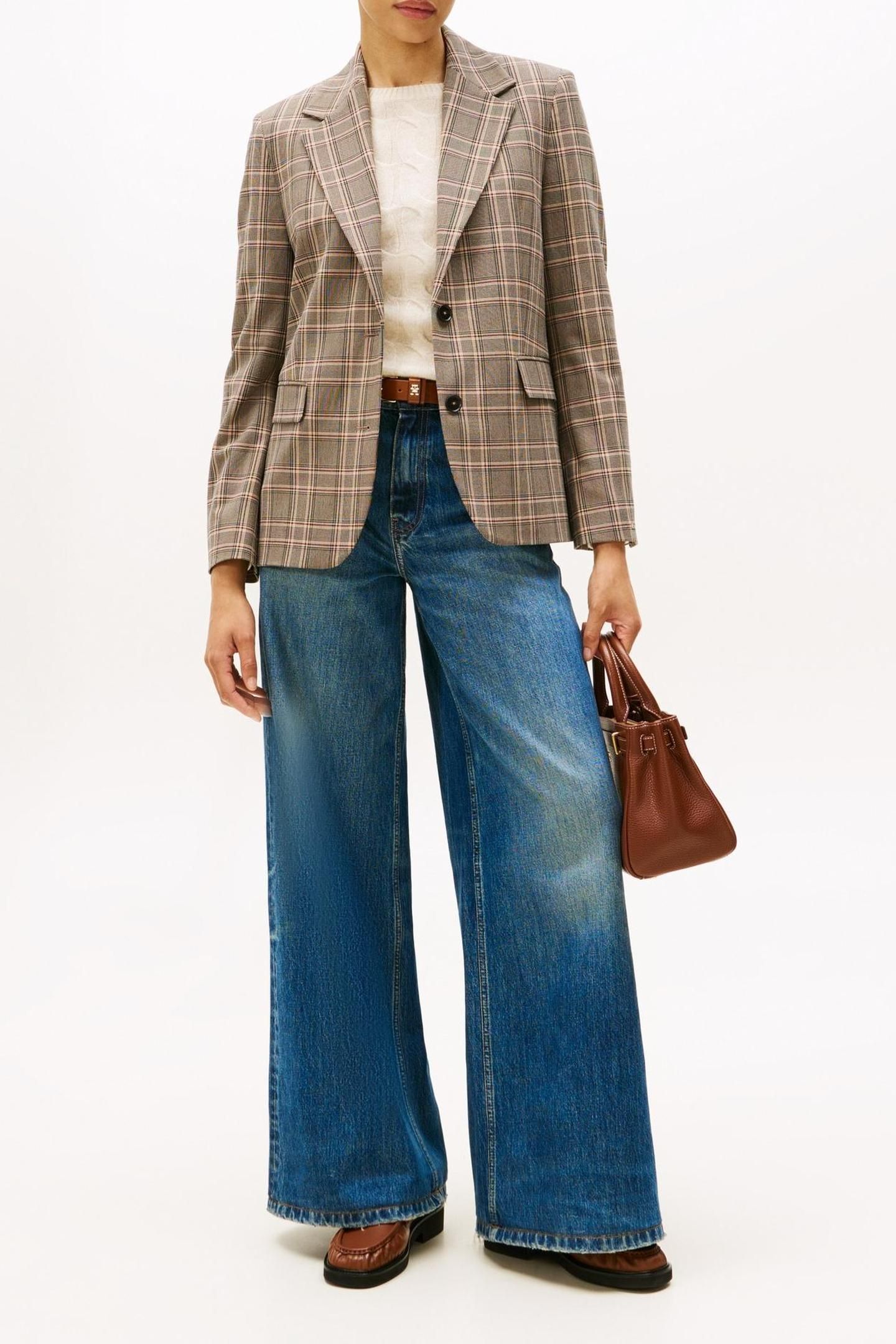 CORE CHECK REGULAR STRAIGHT BLAZER BROWN 1
