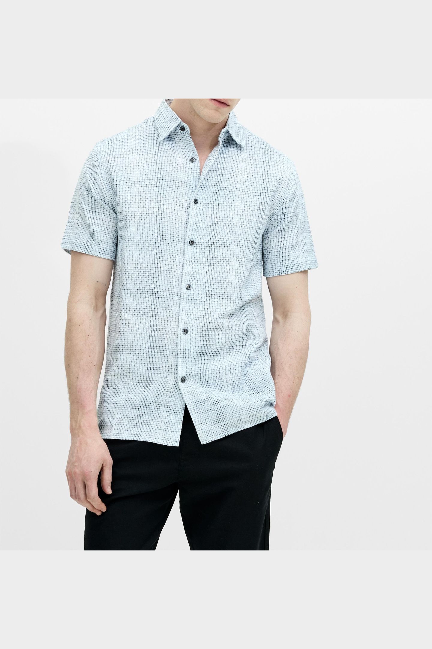 BARROW DOBBY SS SHIRT BLUE COMBO 1
