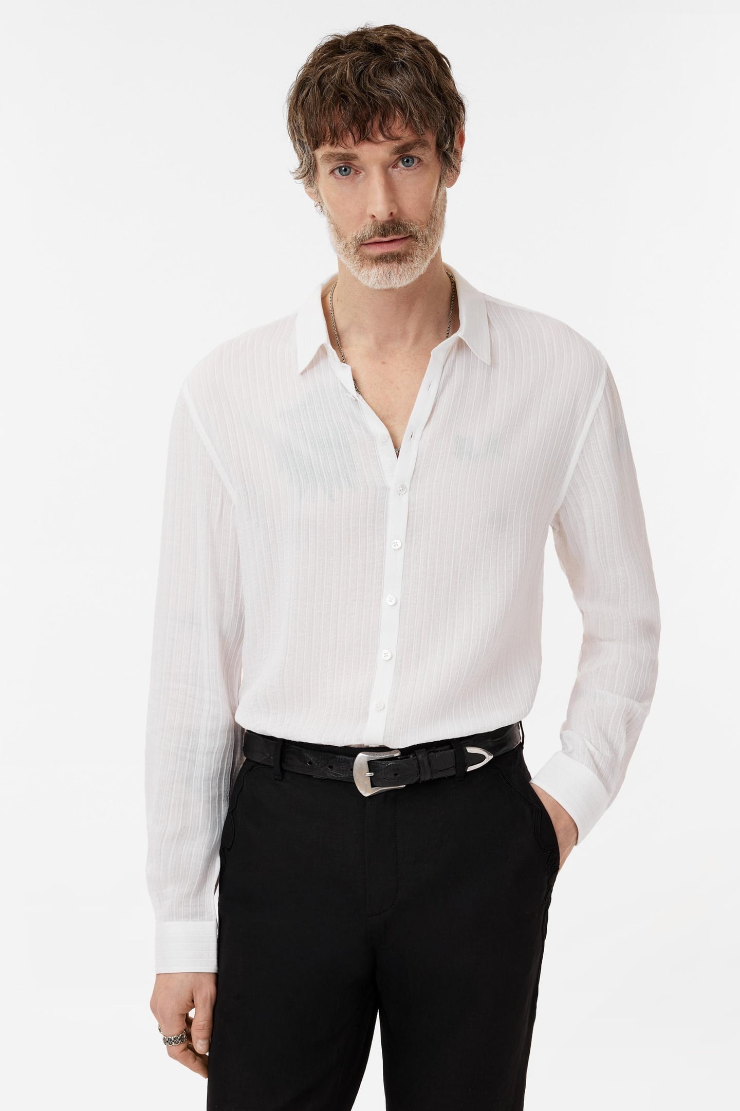 BUCKS SHIRT - MULTI BUTTON SLIM FIT SHIR CHALK 1