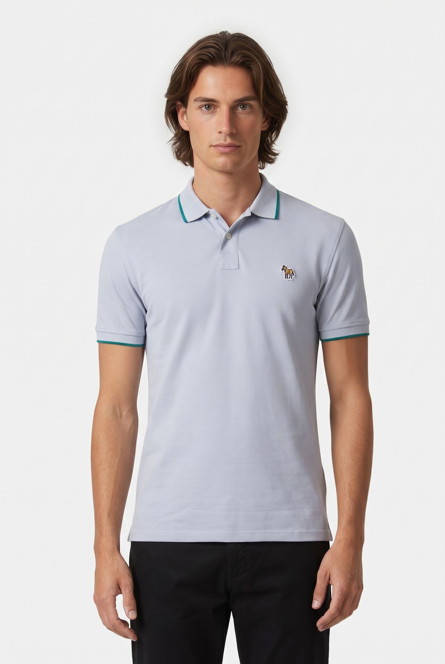 SLIM FIT POLO ZEB BADGE GREY 1