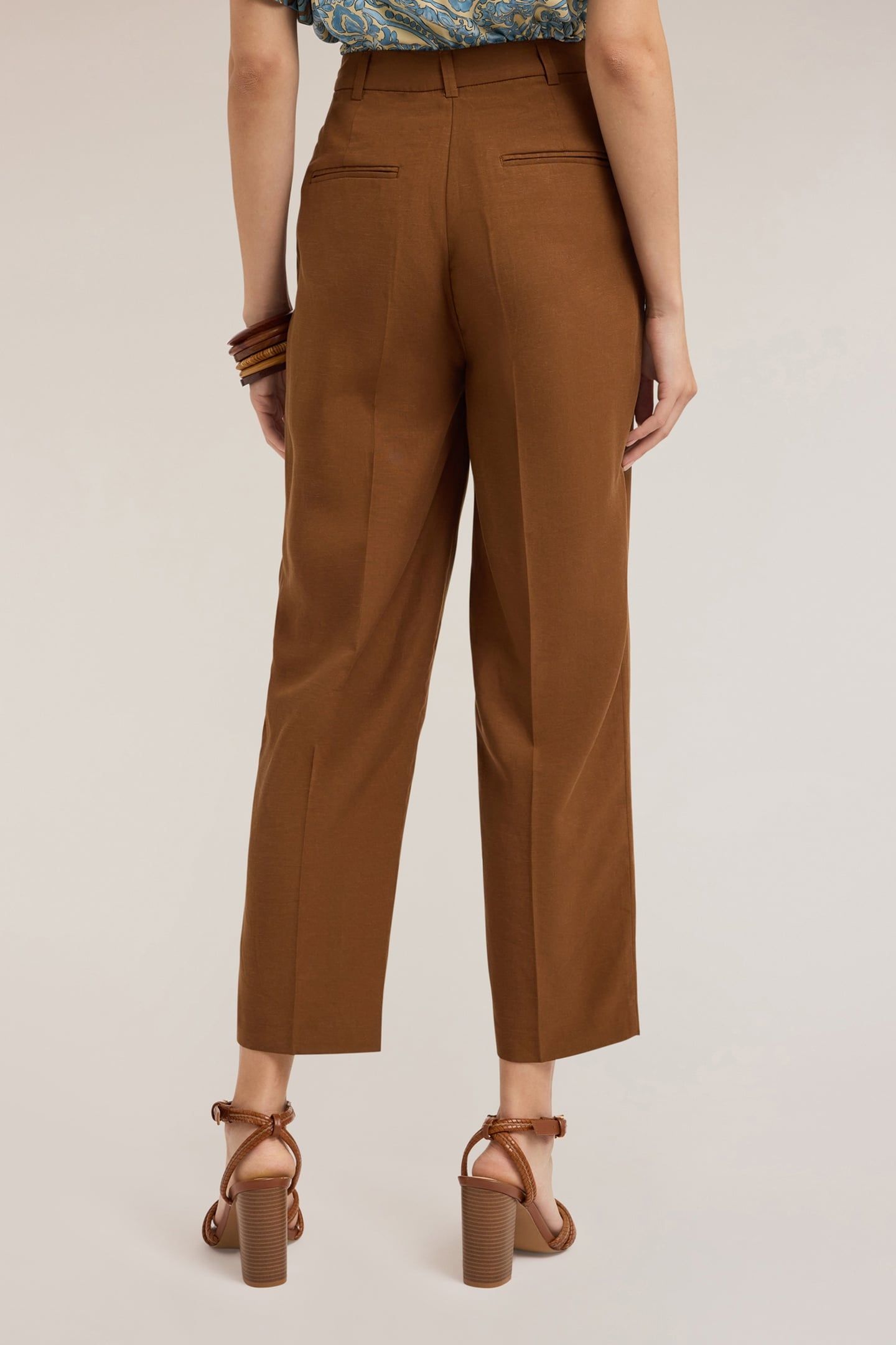 REGULAR FIT TROUSERS IN LYOCELL BLEND BROWN 2