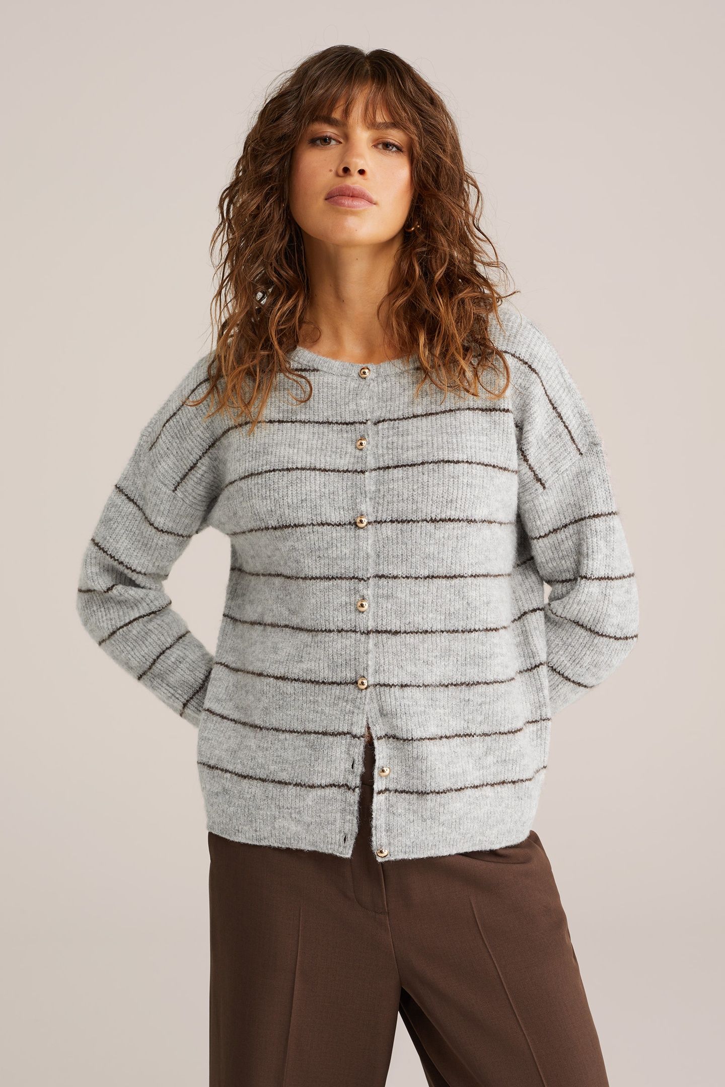 KNITTED CARDIGAN BLENDED LIGHT GREY 1