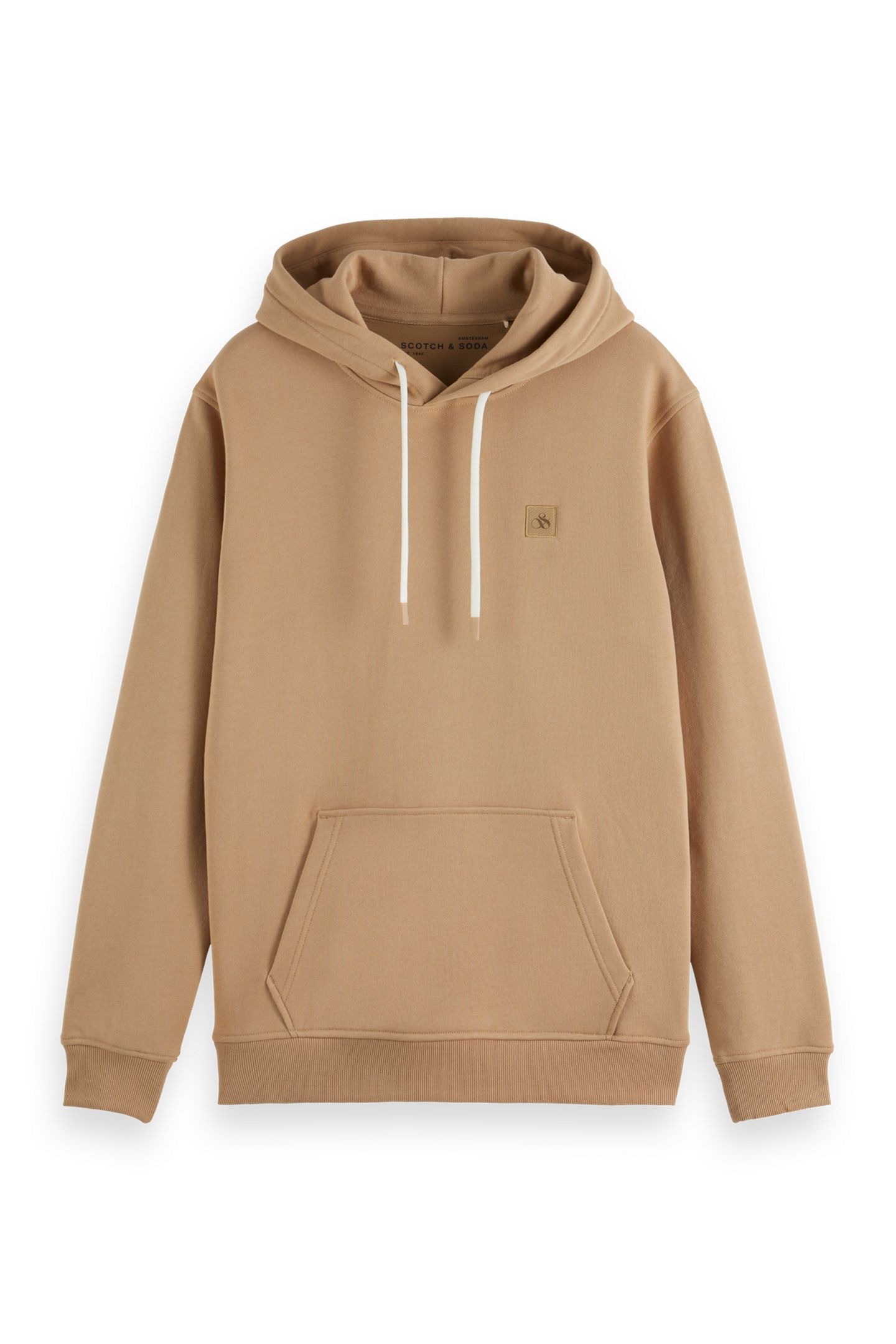 REGULAR-FIT LOGO BADGE HOODIE TANNIN 1