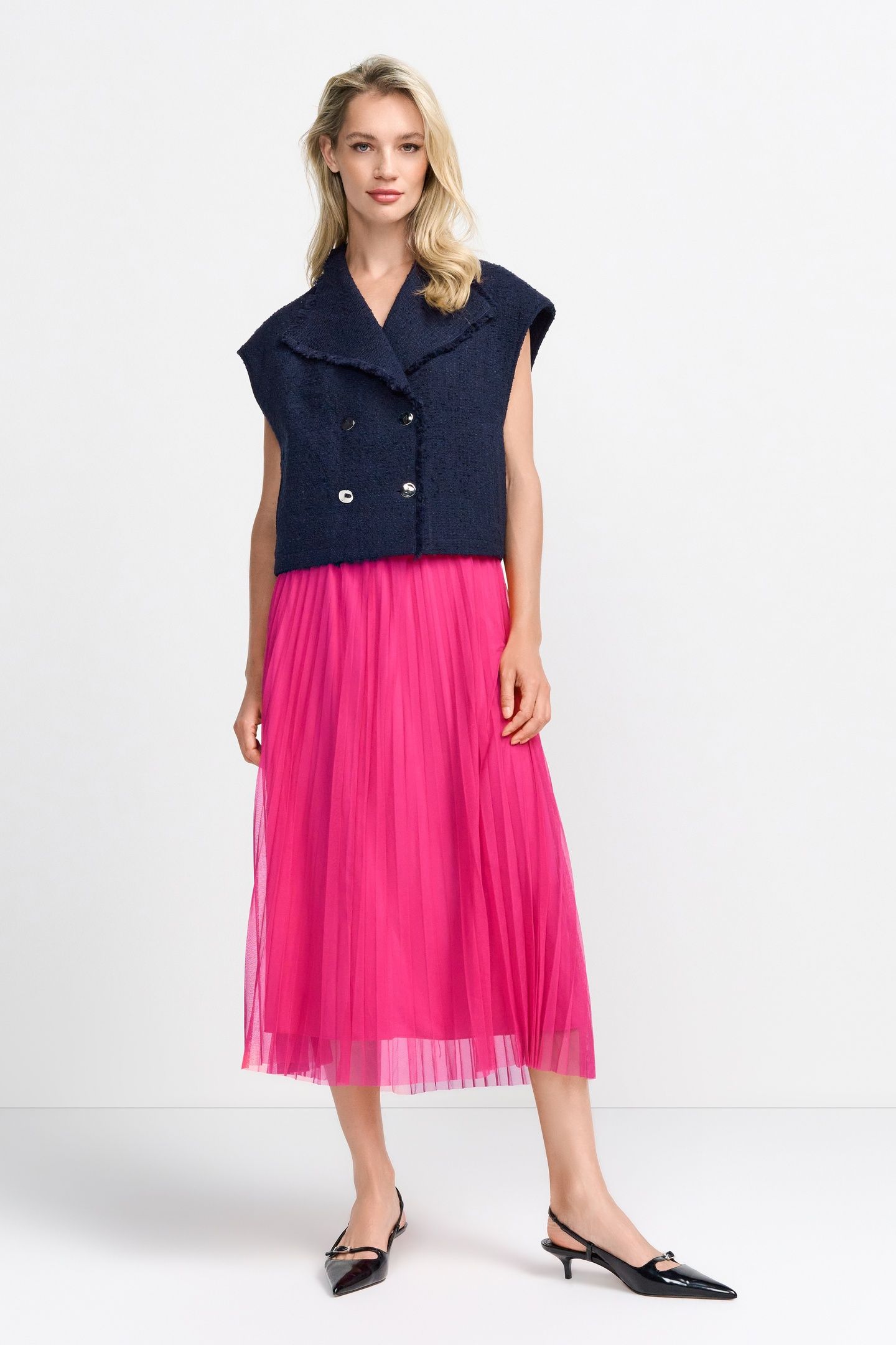 TULLE PLISSE SKIRT RASPBERRY PINK 1