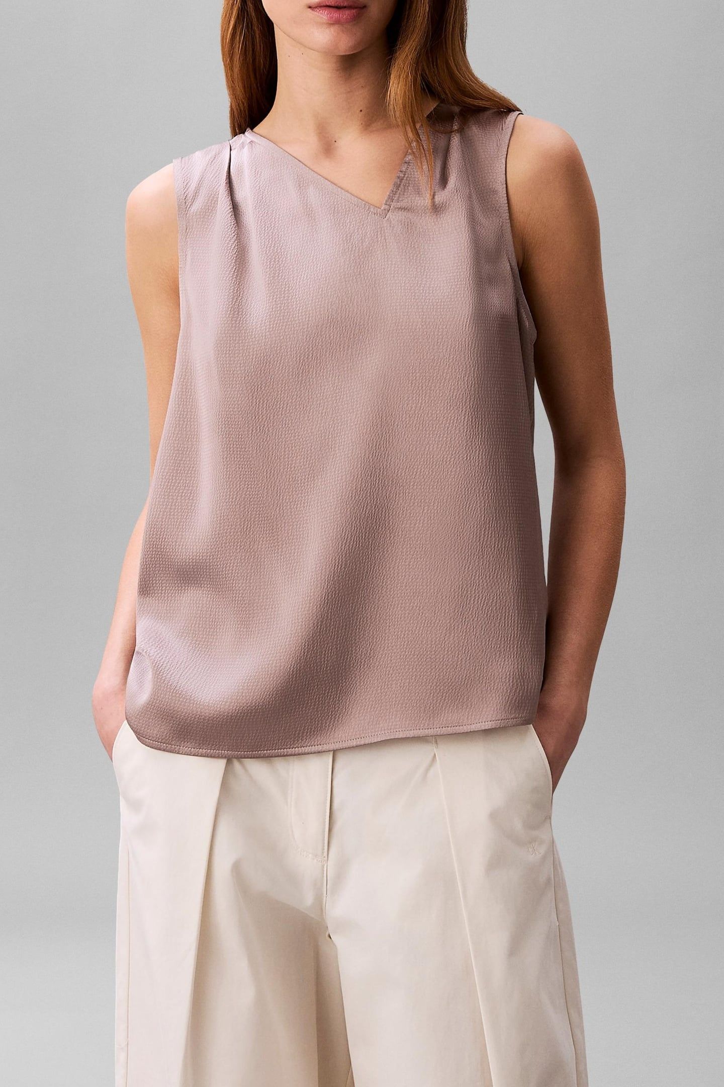 HAMMERED SATIN DRAPE SHIRT DUSTED FOX 1