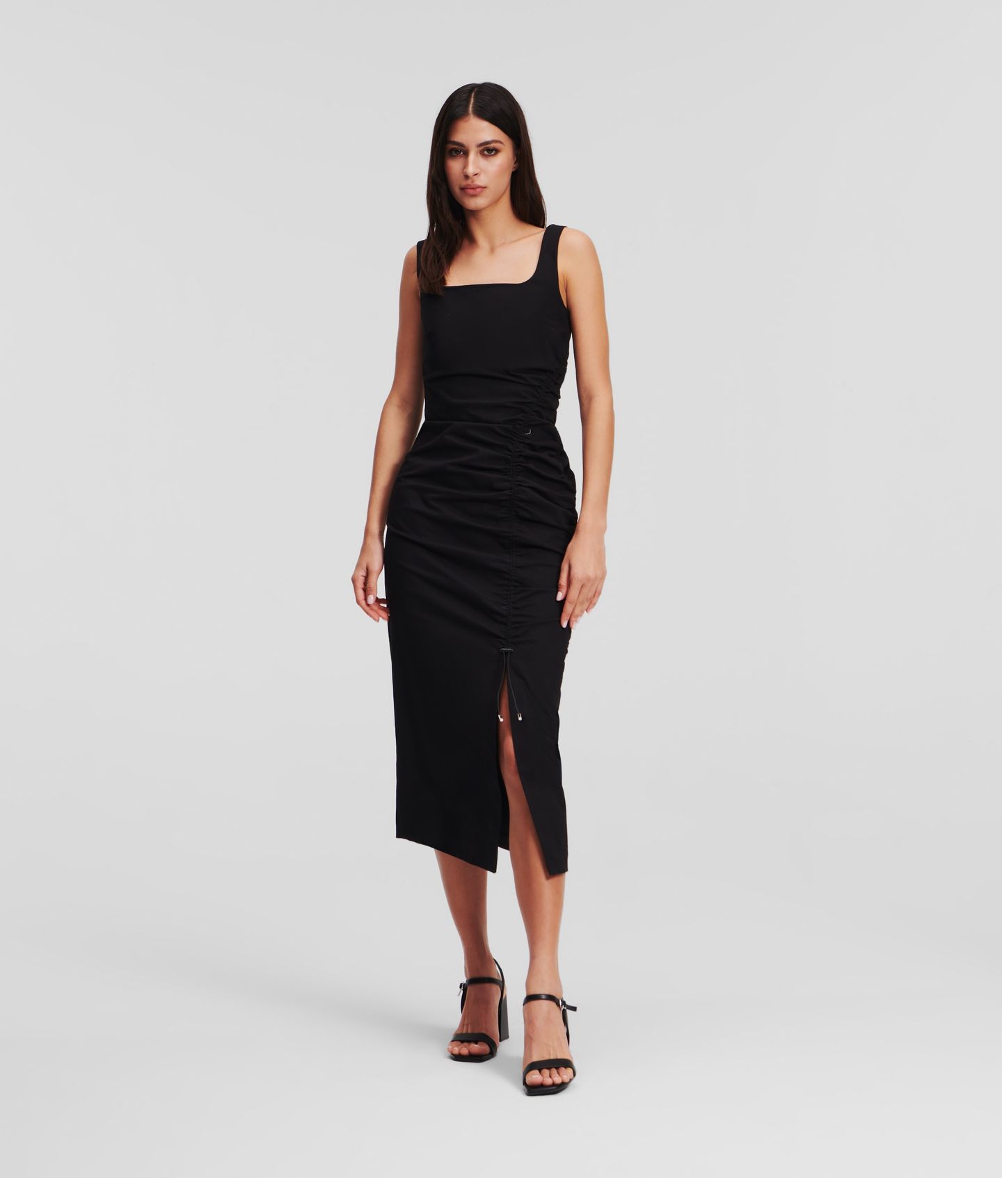 GATHERED STRETCH DRESS BLACK 3