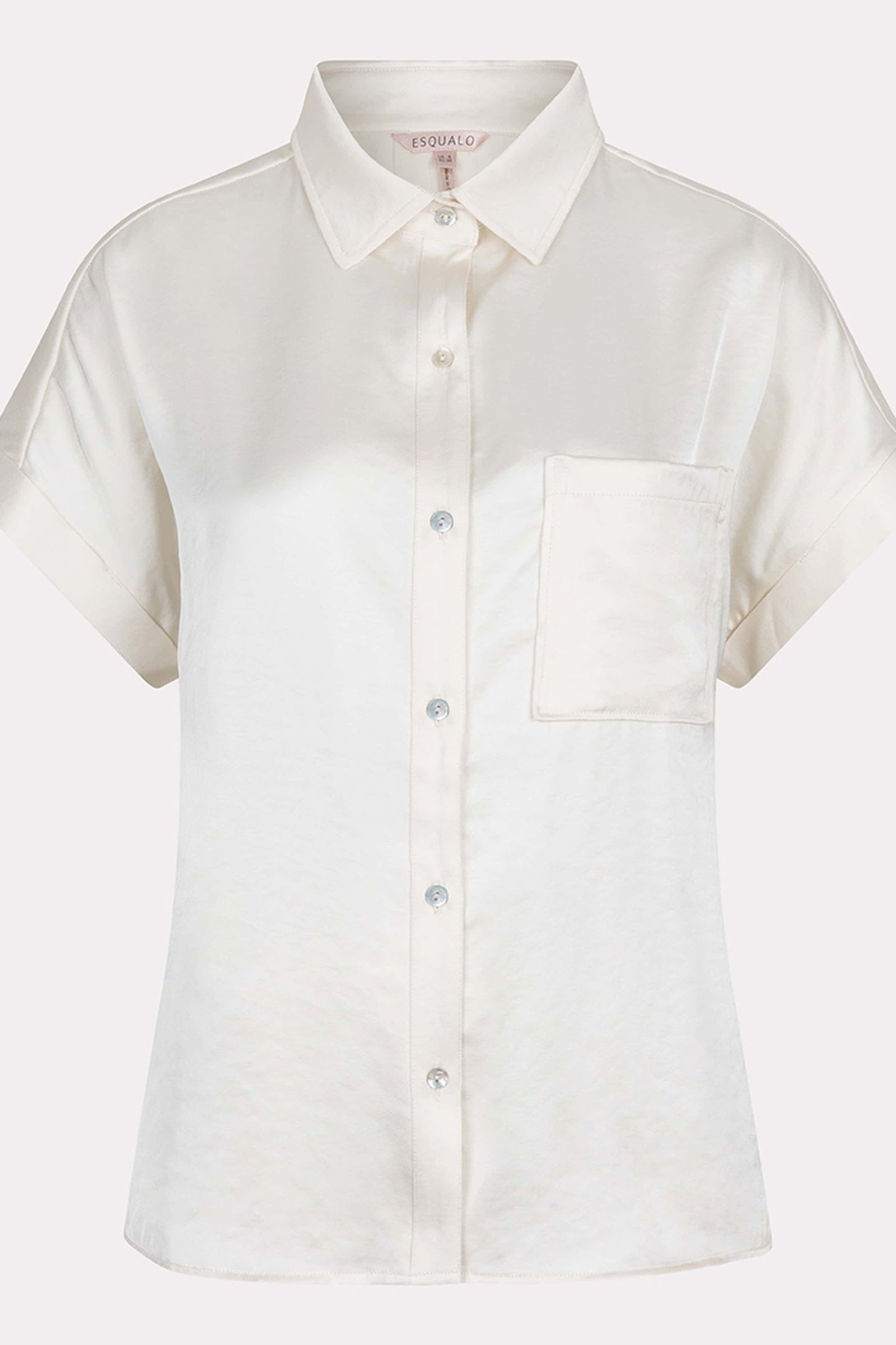 BLOUSE S/SLVE POCKET SATIN LOOK OFF WHITE 5