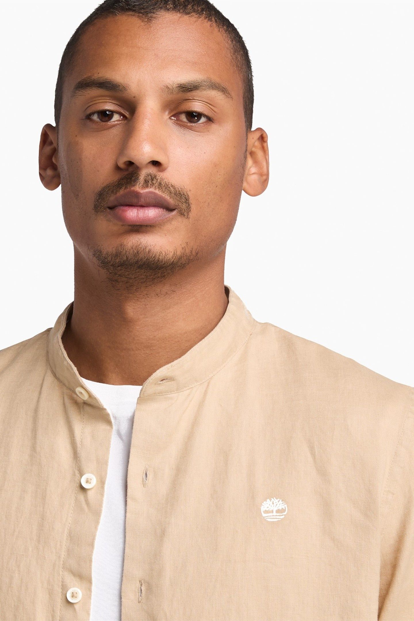 LINEN KOREAN COLLAR SHIRT MEDIUM BEIGE 4
