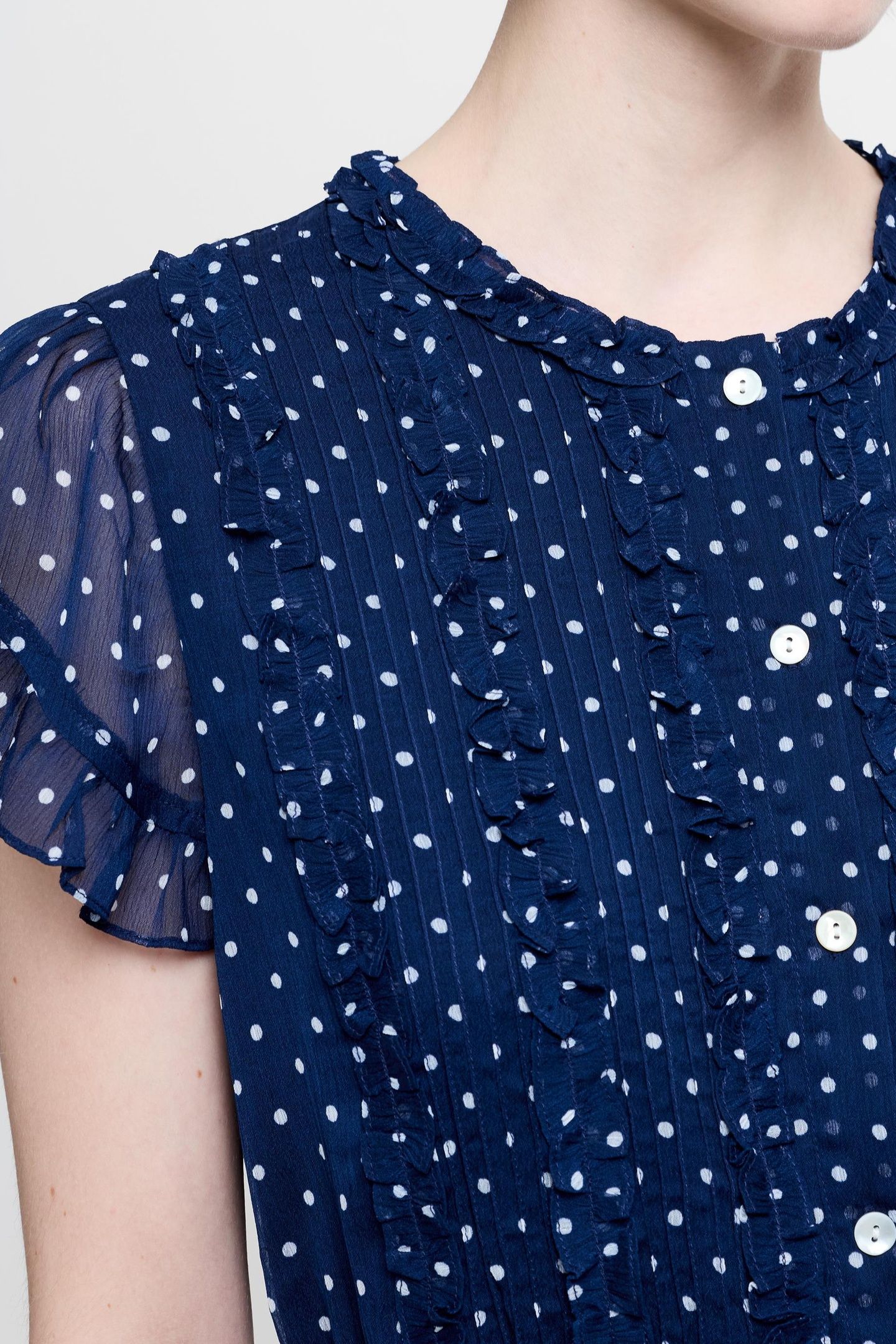 POLKA RUFFLE DRESS K NAVY/SUMMER WHITE 3