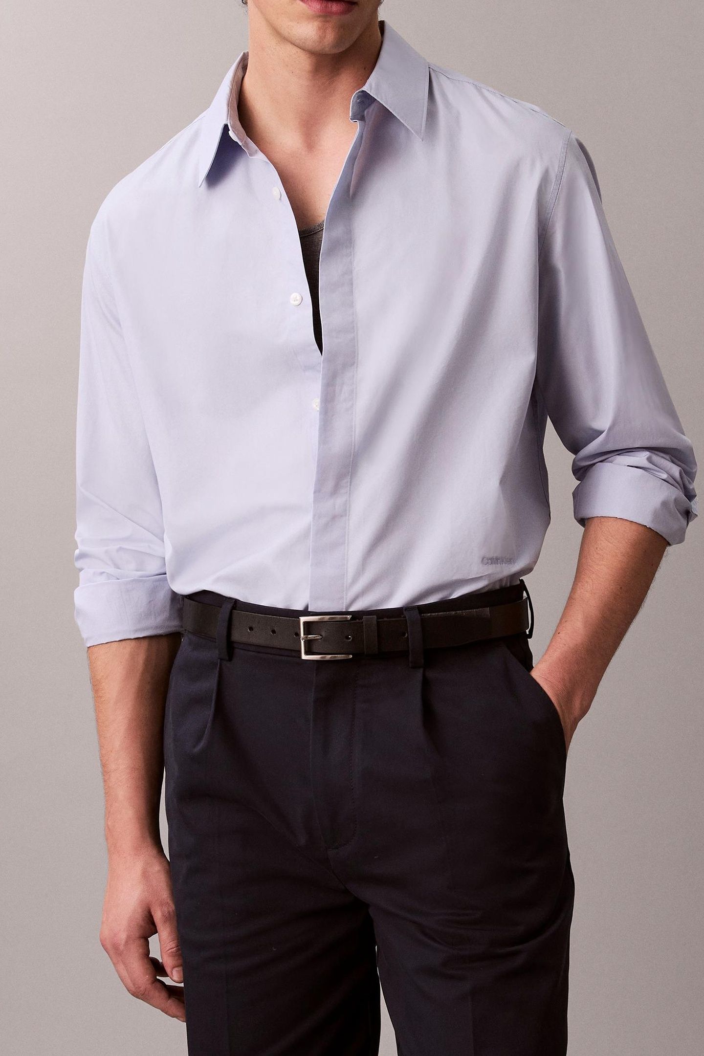 LS SOLID CRISP SHIRT CASUAL BLUE 1