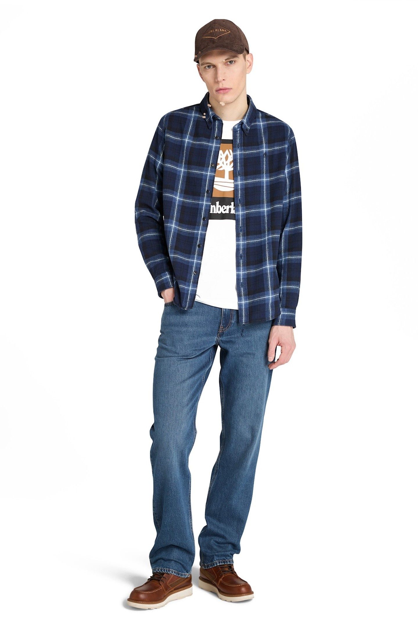 MIDWEIGHT FLANNEL CHECK SHIRT PEACOAT YD 1