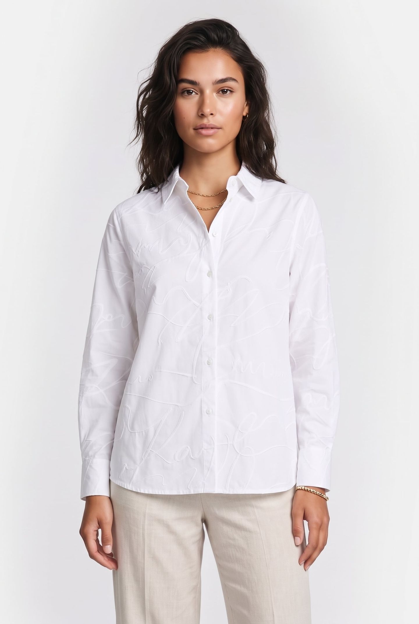 EMBROIDERY POPLIN SHIRT WHITE SCRIBBLE 1