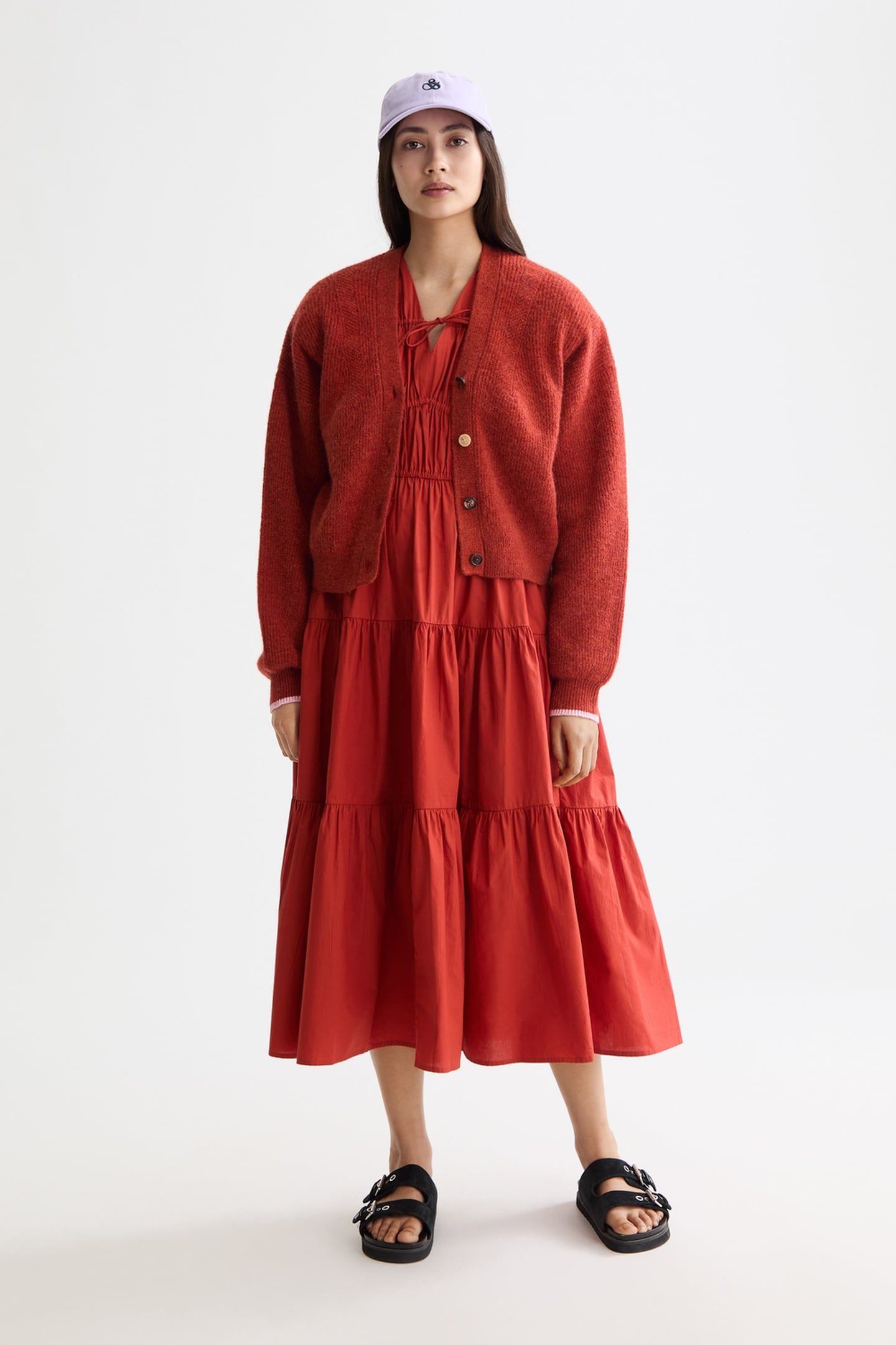 FUZZY RELAXED CARDIGAN KETCHUP 1