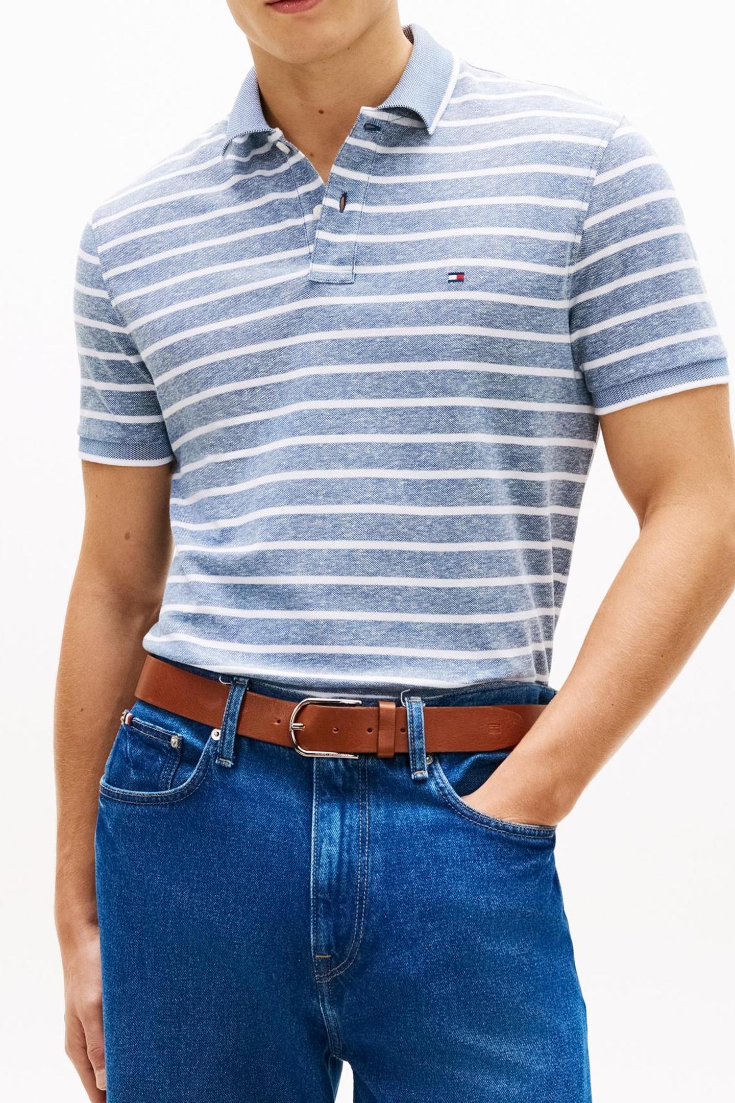 COTTON LINEN PIQUE POLO BLUE JEAN/WHITE 1
