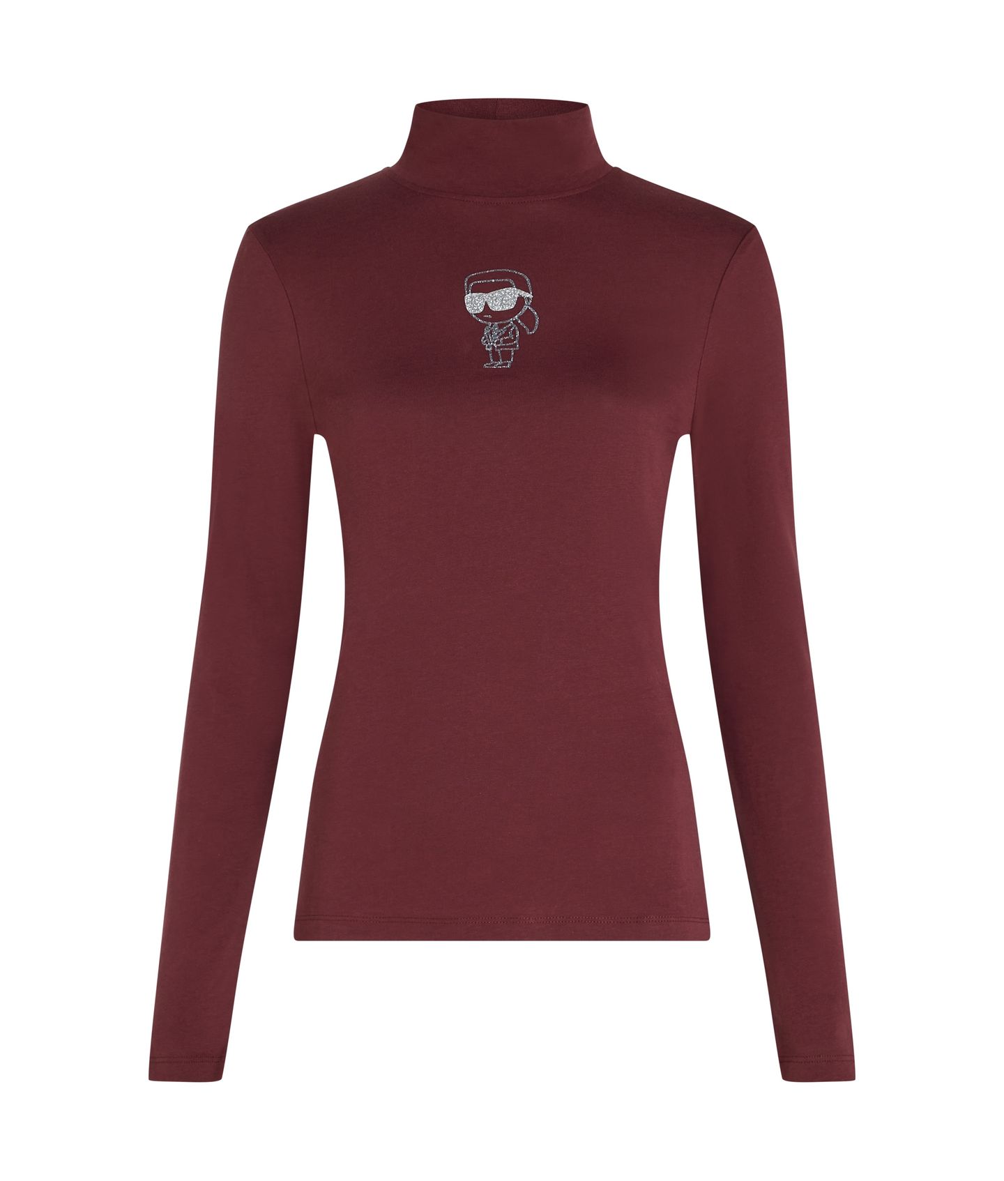 IKON GLITTER MOCK NECK LS TOP TAWNY PORT 1