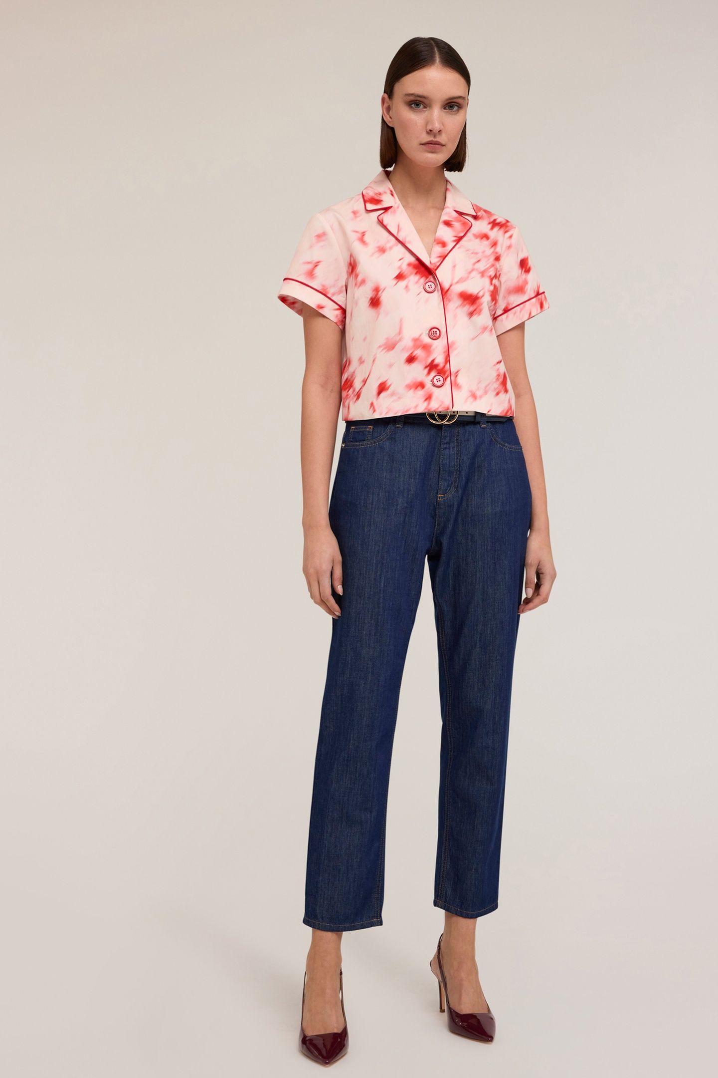 SHORT SHIRT WITH CHINÈ PATTERN RED 2