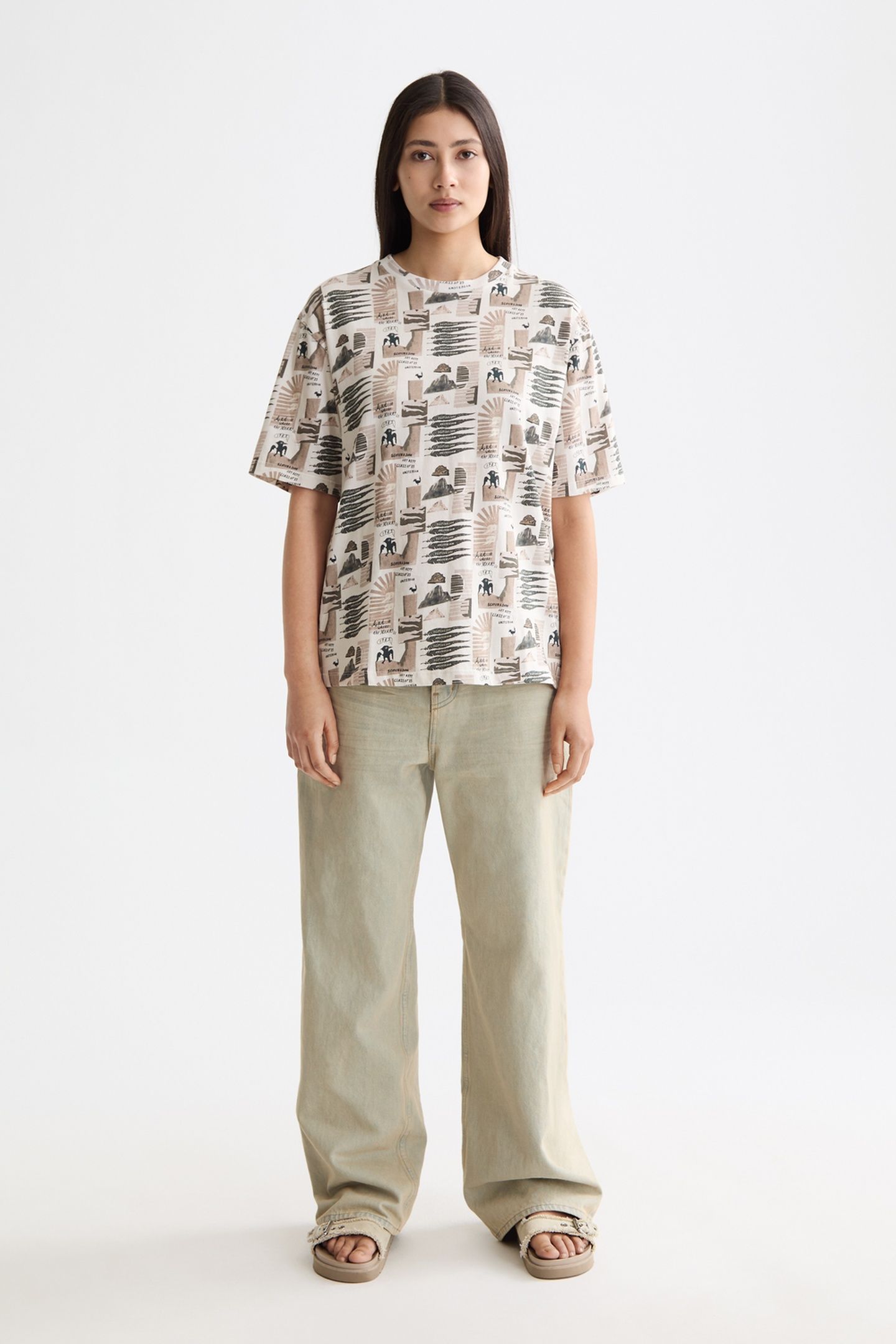 ALL OVER PRINTED LOOSE FIT T-SHIRT ART DEPT COLLAGE GREY SCA 1